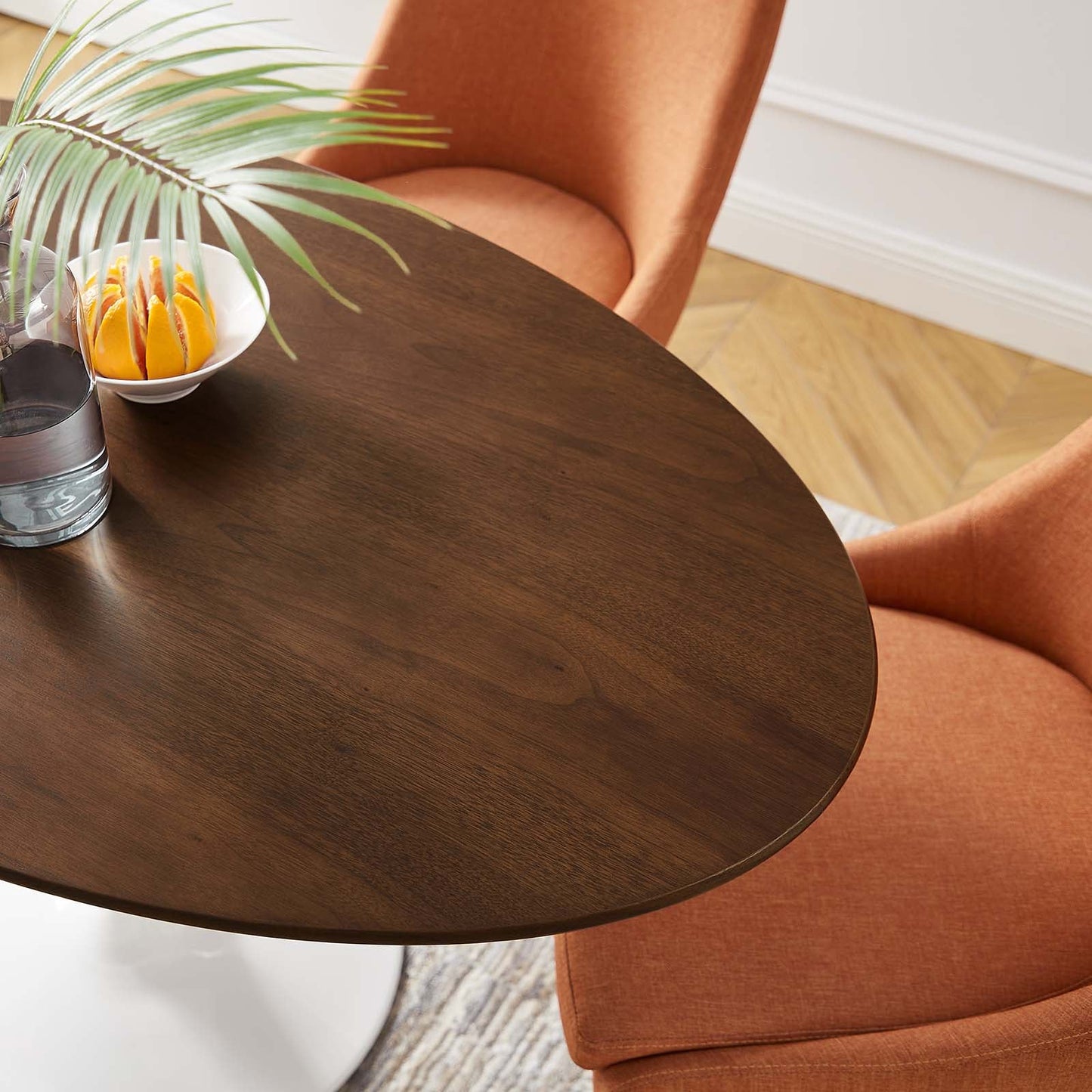 Modway Lippa 48" Oval Walnut Top Dining Table in Walnut - EEI-2019