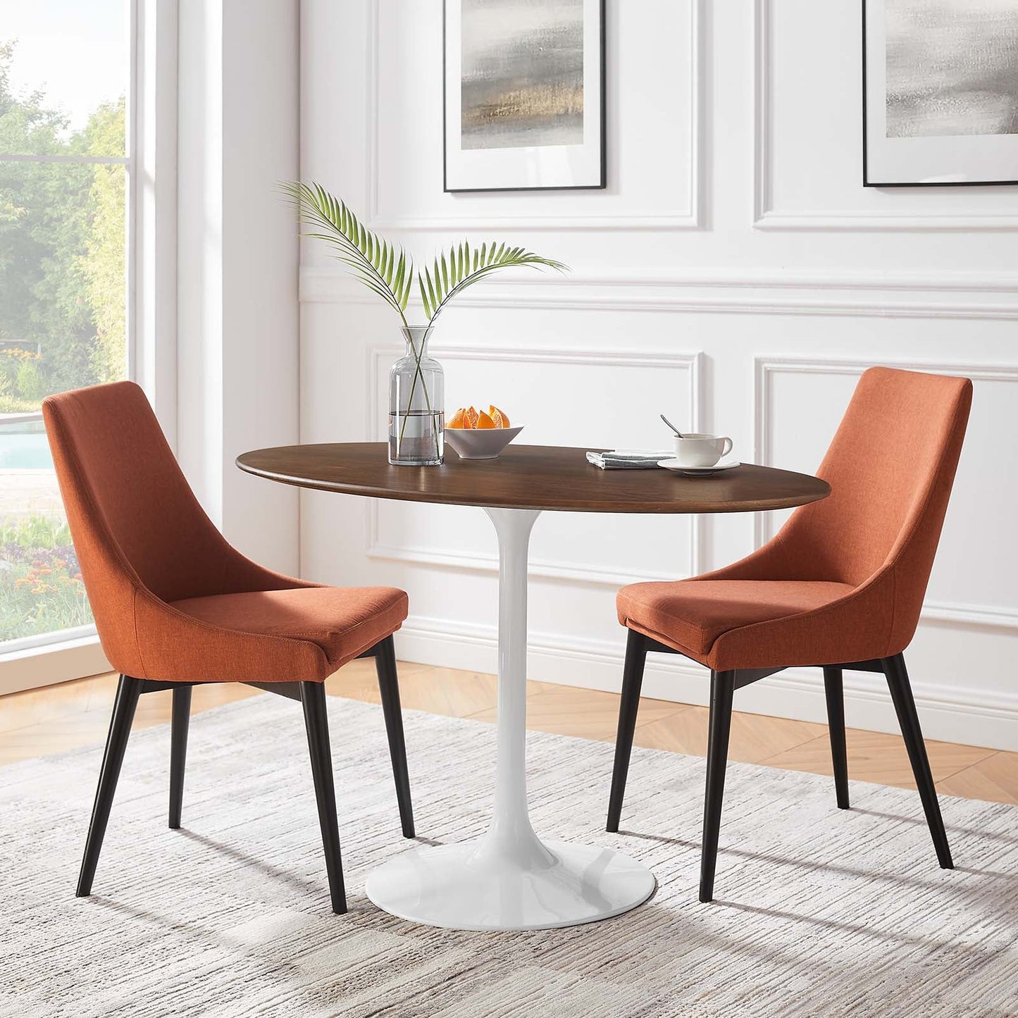 Modway Lippa 48" Oval Walnut Top Dining Table in Walnut - EEI-2019