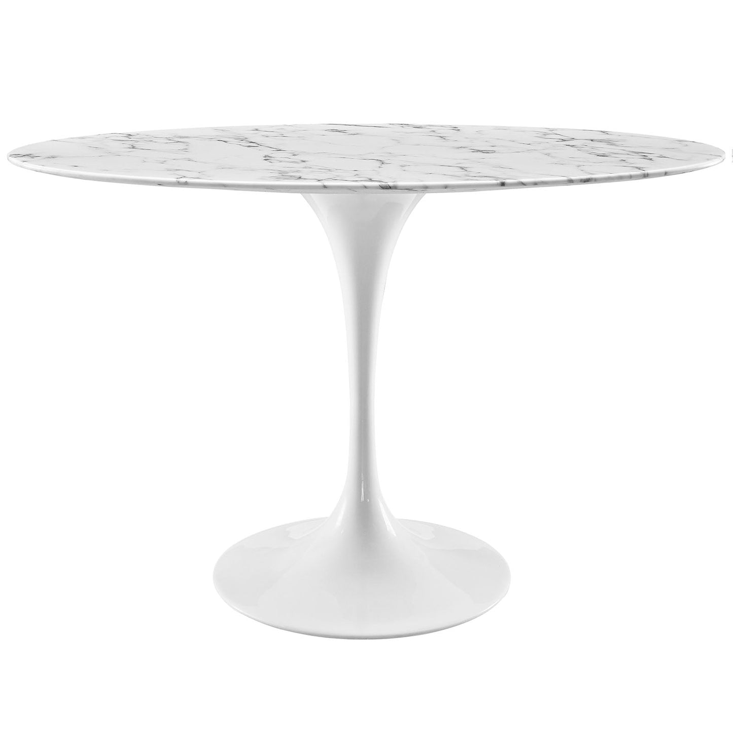 Modway Lippa 48" Oval Artificial Marble Dining Table in White | Dining Tables | Modishstore-2
