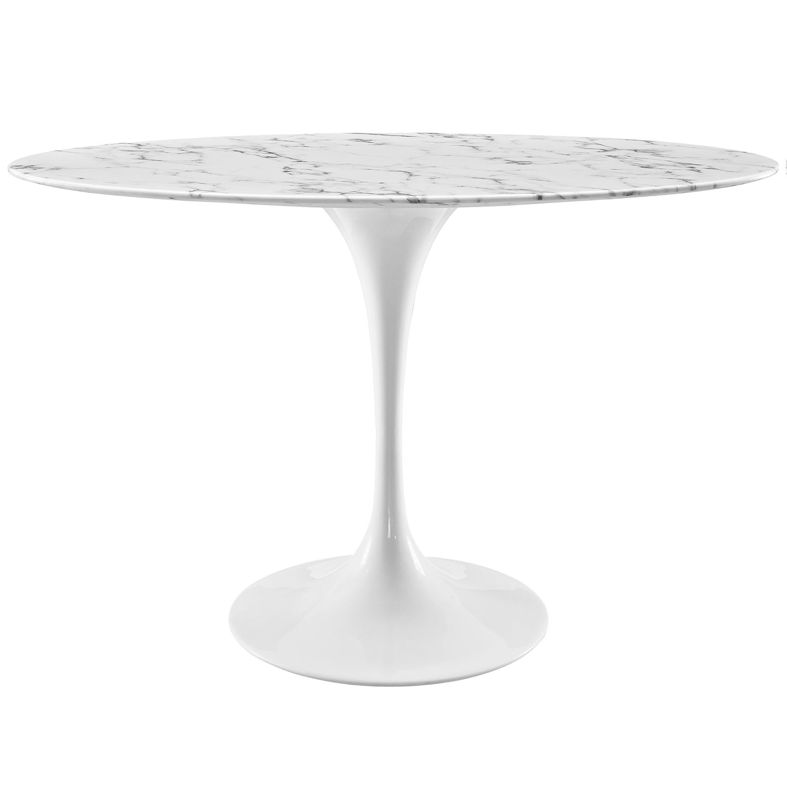 Modway Lippa 48" Oval Artificial Marble Dining Table in White | Dining Tables | Modishstore-2