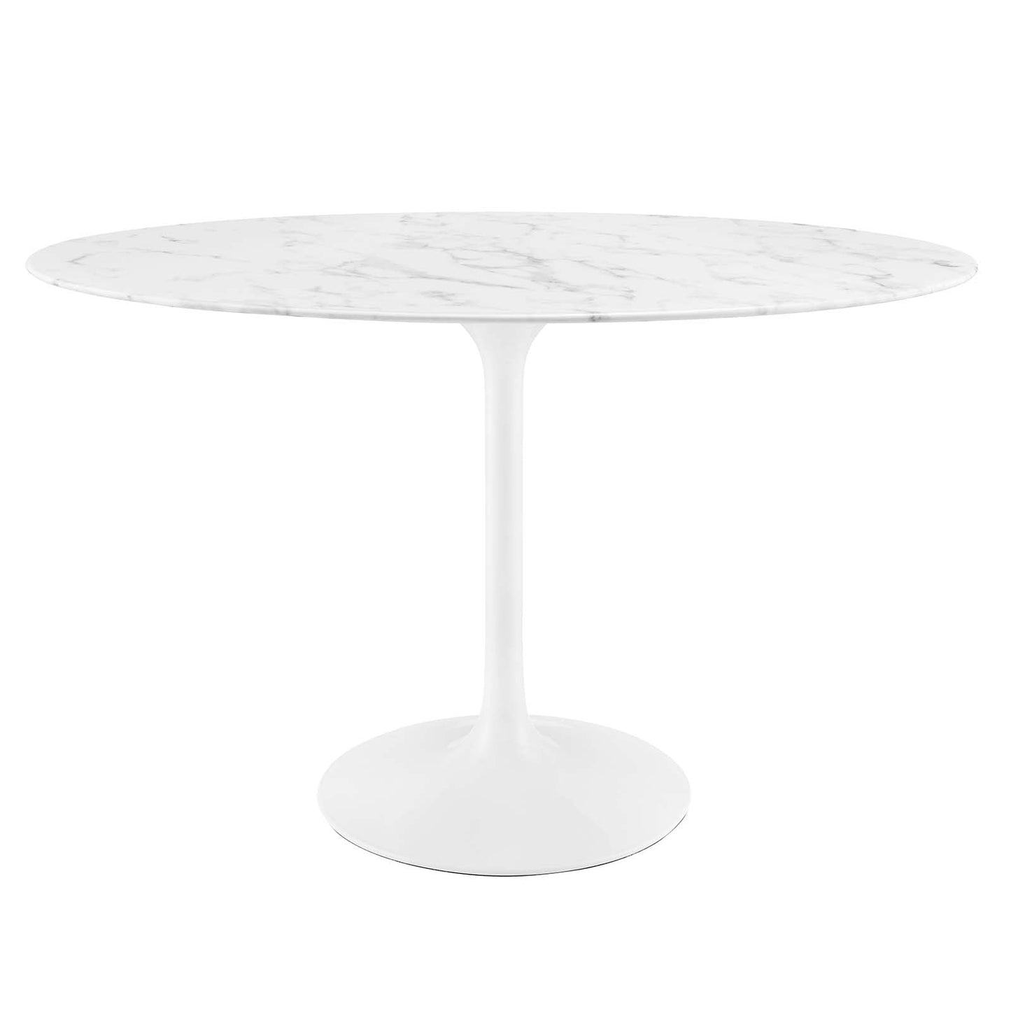 Modway Lippa 48" Oval Artificial Marble Dining Table in White - EEI-2021
