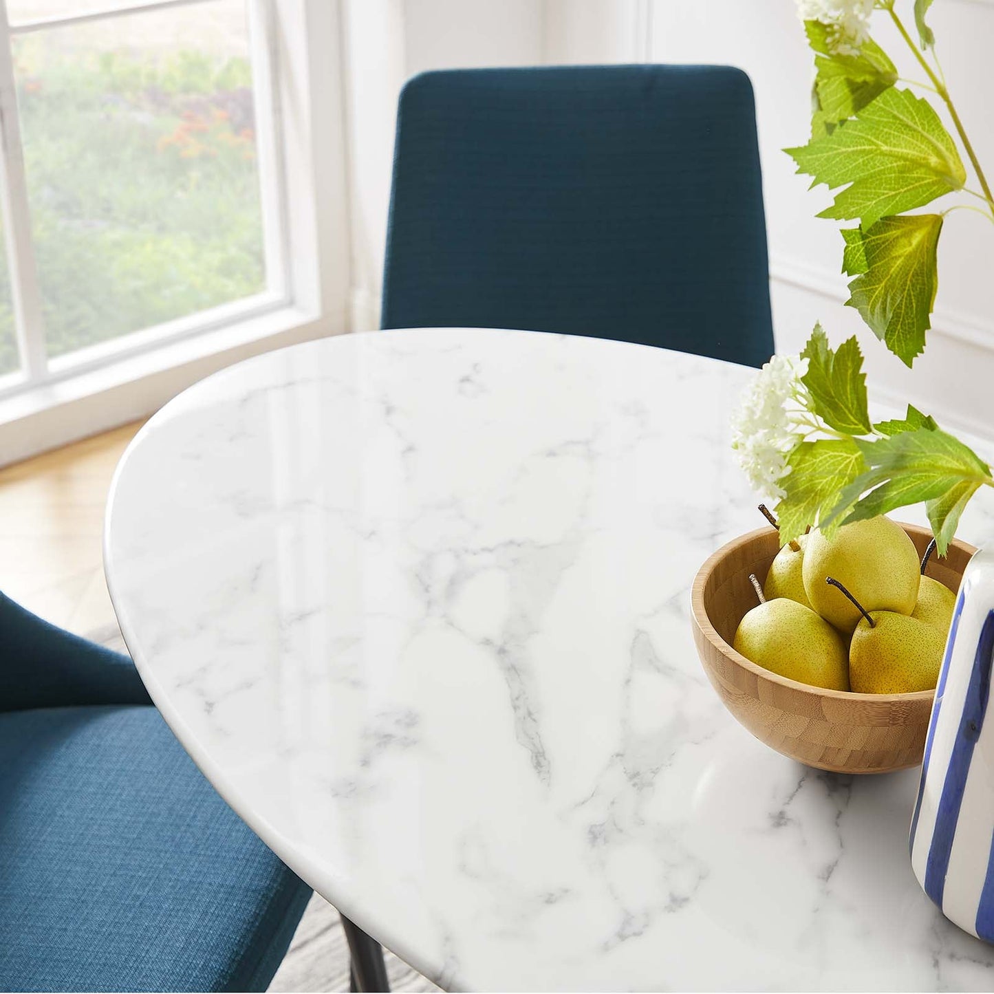 Modway Lippa 48" Oval Artificial Marble Dining Table in White - EEI-2021