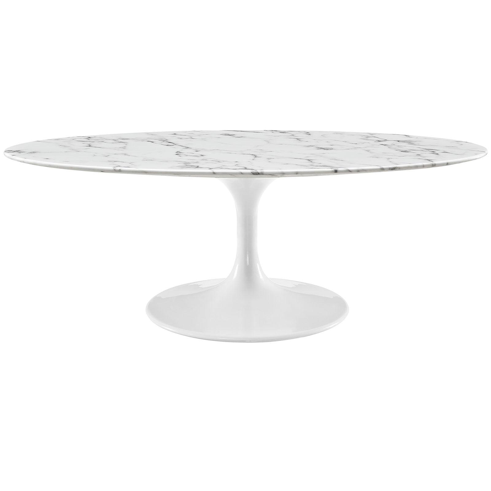 Modway Lippa 48" Oval-Shaped Artificial Marble Coffee Table in White | Coffee Tables | Modishstore-2