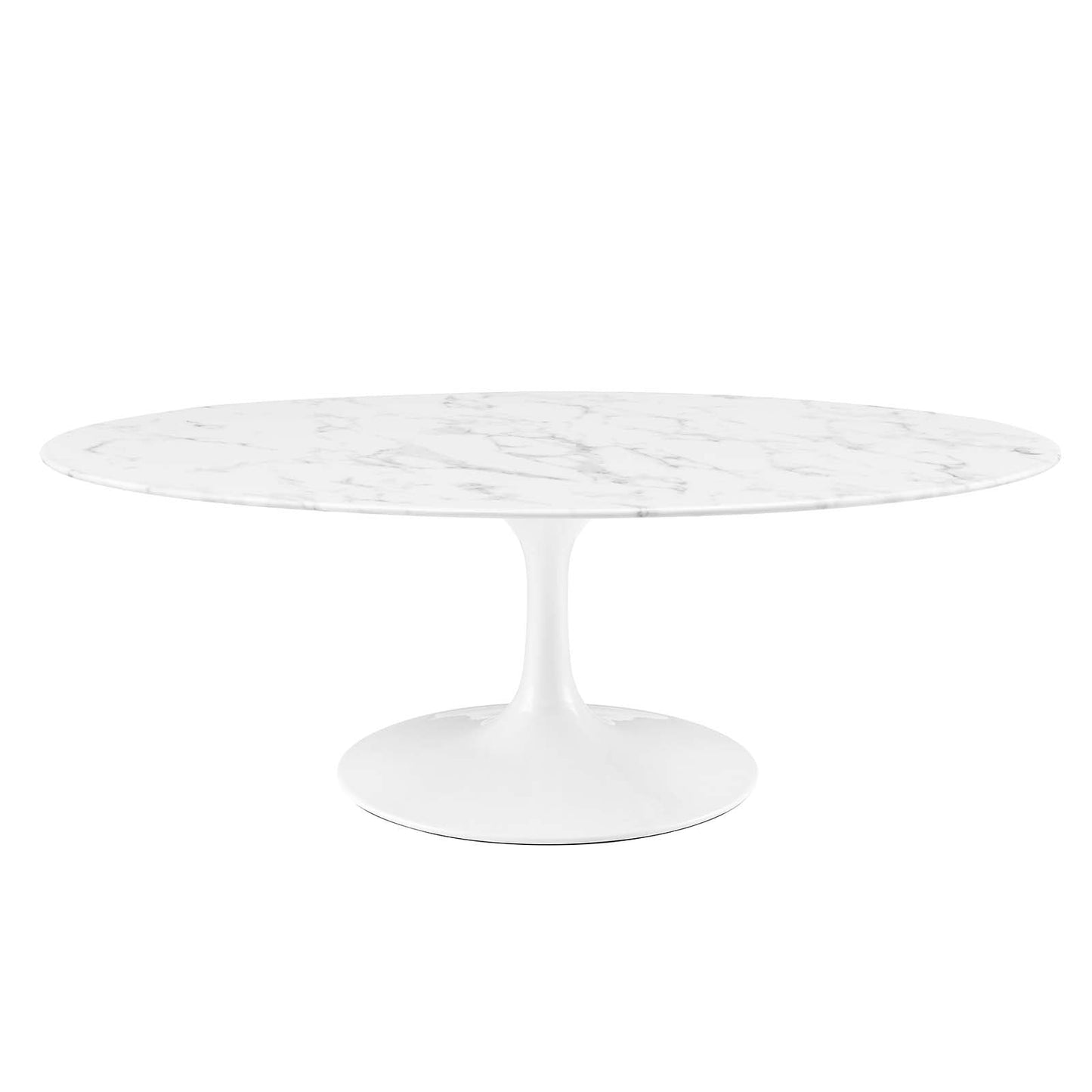 Modway Lippa 48" Oval-Shaped Artificial Marble Coffee Table in White - EEI-2022
