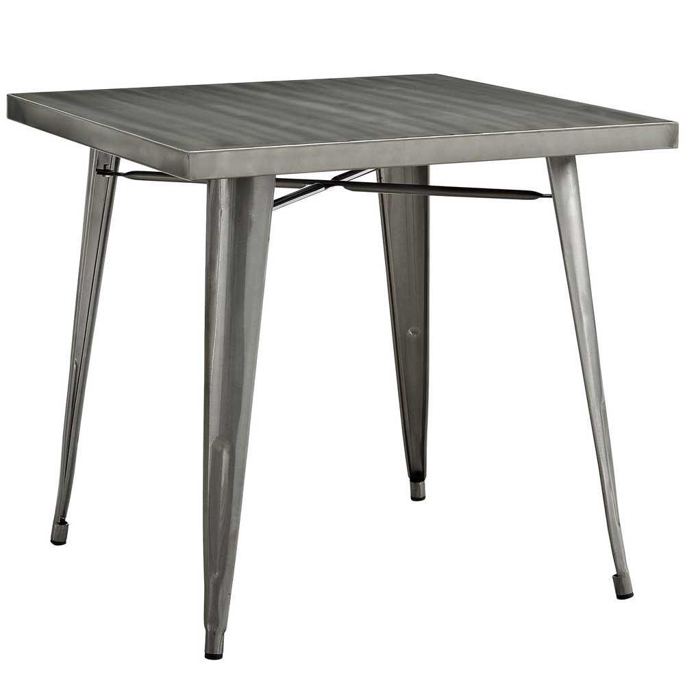 Modway Alacrity Square Metal Dining Table - Gunmetal