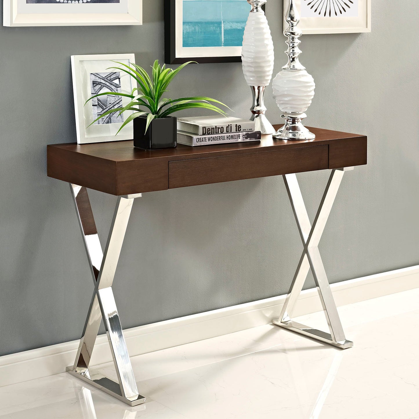Modway's Sector Console Table White With Non-Marking Foot Pads - EEI-2048