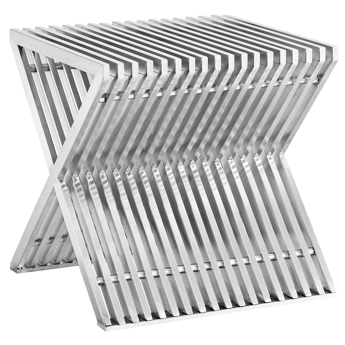 Modway Press Stainless Steel Side Table - Silver | Side Tables | Modishstore-2