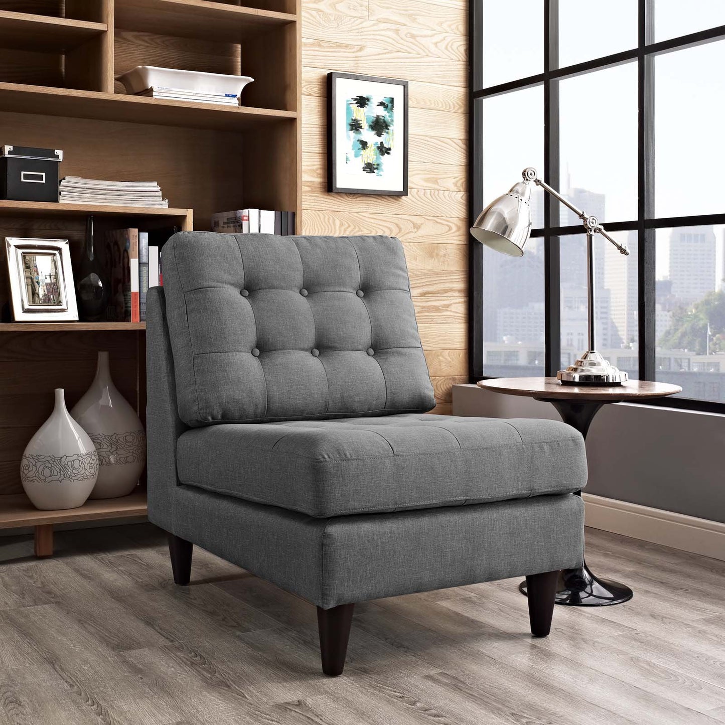 Modway Empress Upholstered Fabric Lounge Chair Gray