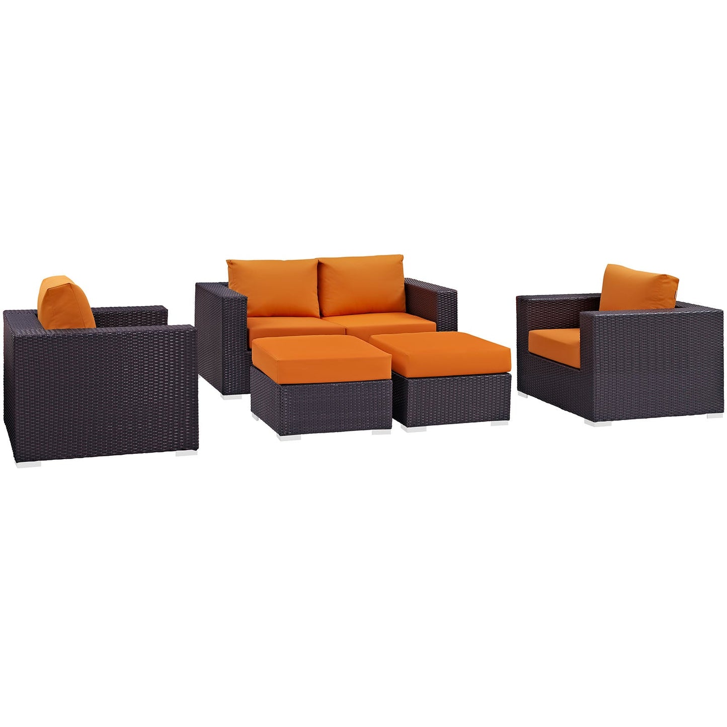 Modway Convene 5 Piece Outdoor Patio Sofa Set | Outdoor Sofas, Loveseats & Sectionals | 