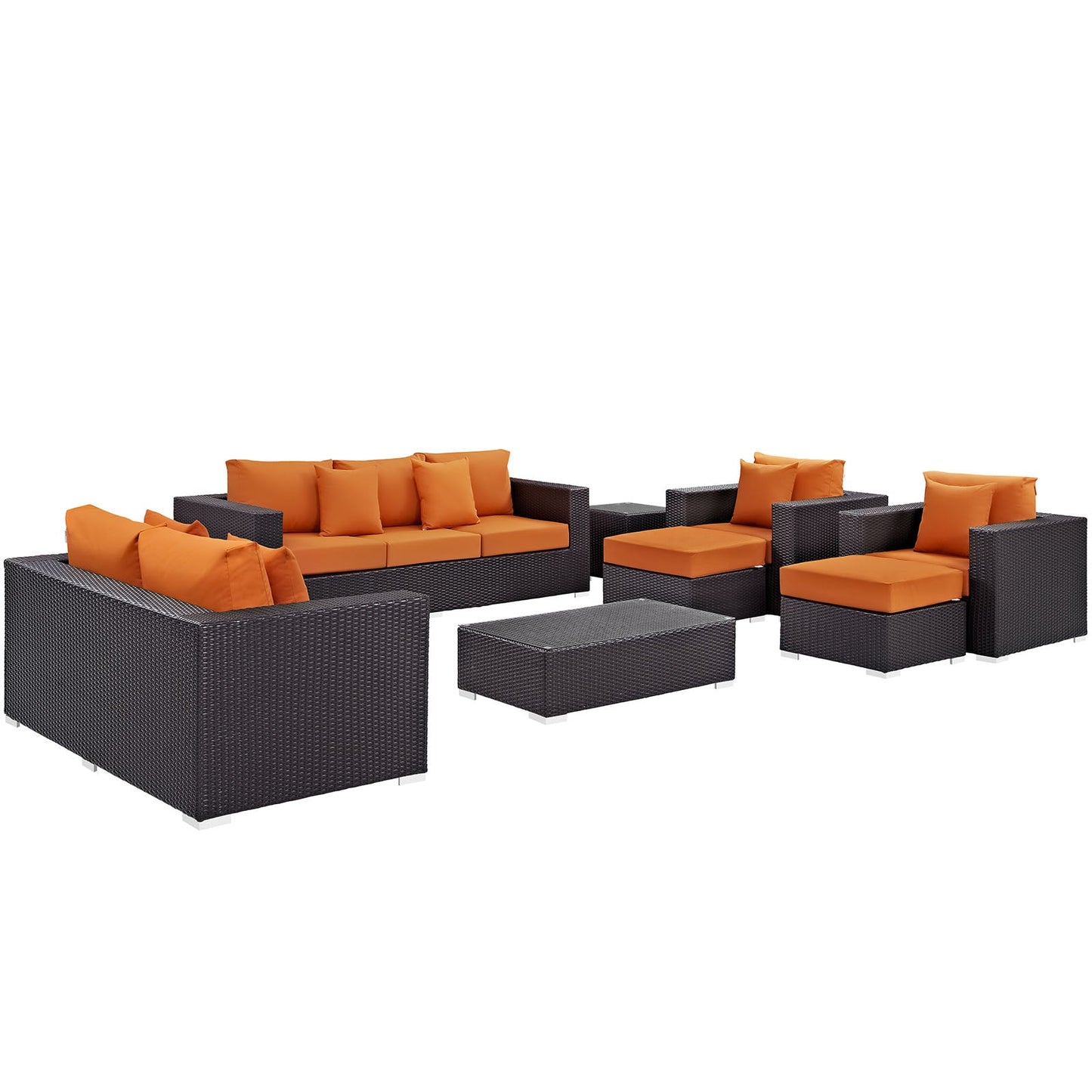 Modway Convene 9 Piece Outdoor Patio Sofa Set - EEI-2161 | Outdoor Sofas, Loveseats & Sectionals | 