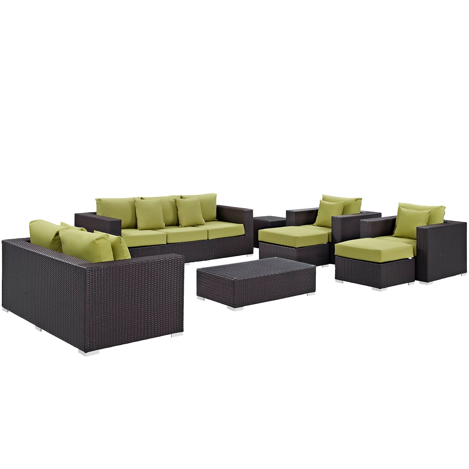 Modway Convene 9 Piece Outdoor Patio Sofa Set - EEI-2161 | Outdoor Sofas, Loveseats & Sectionals | 
