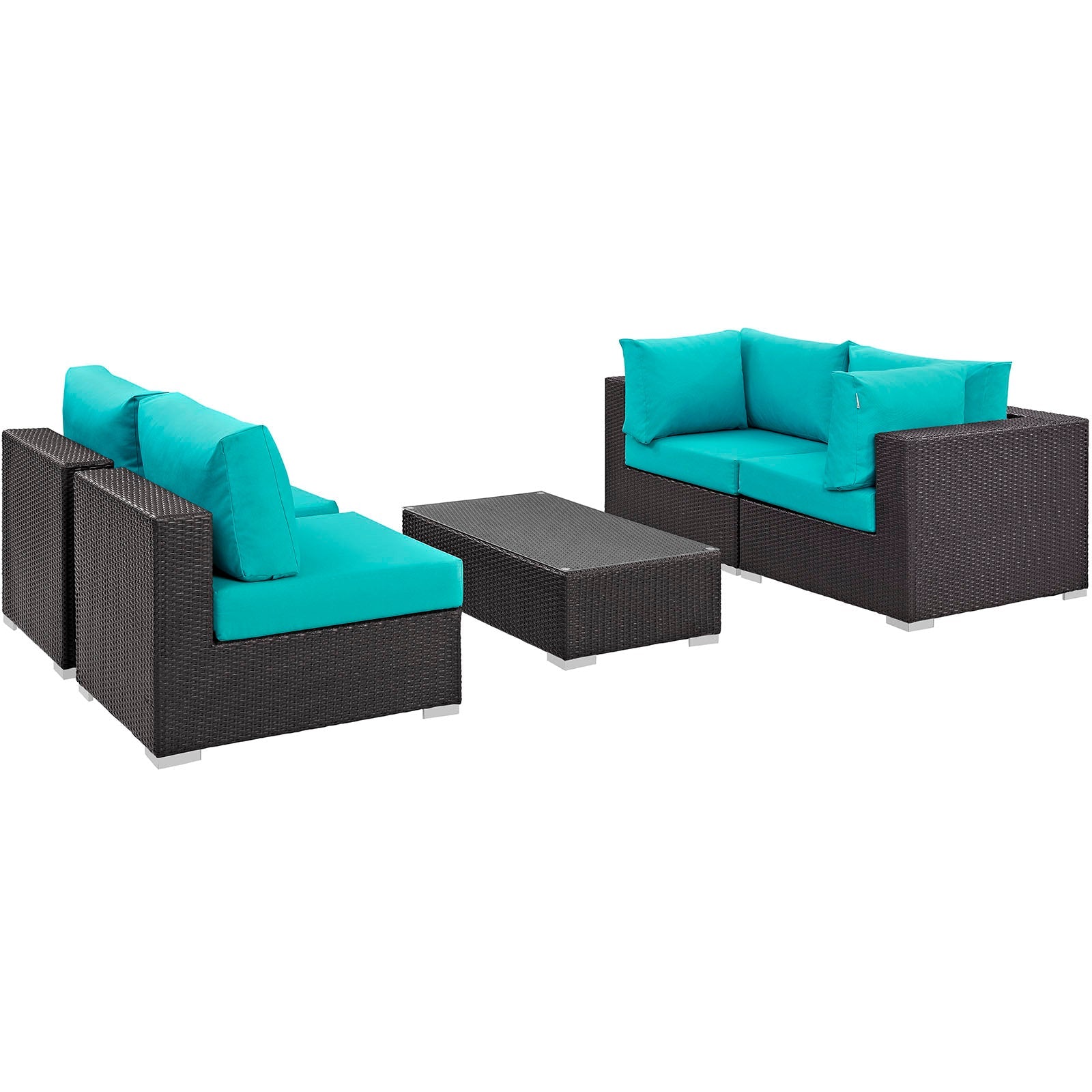 Modway Convene 5 Piece Outdoor Patio Coffee Table Set | Outdoor Sofas, Loveseats & Sectionals | 