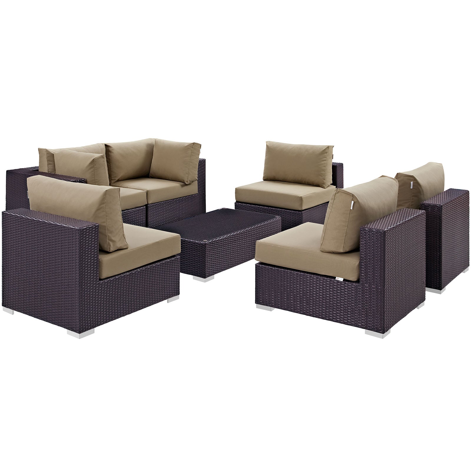 Modway Convene 7 Piece Outdoor Patio Sectional Set - EEI-2164 | Outdoor Sofas, Loveseats & Sectionals | 