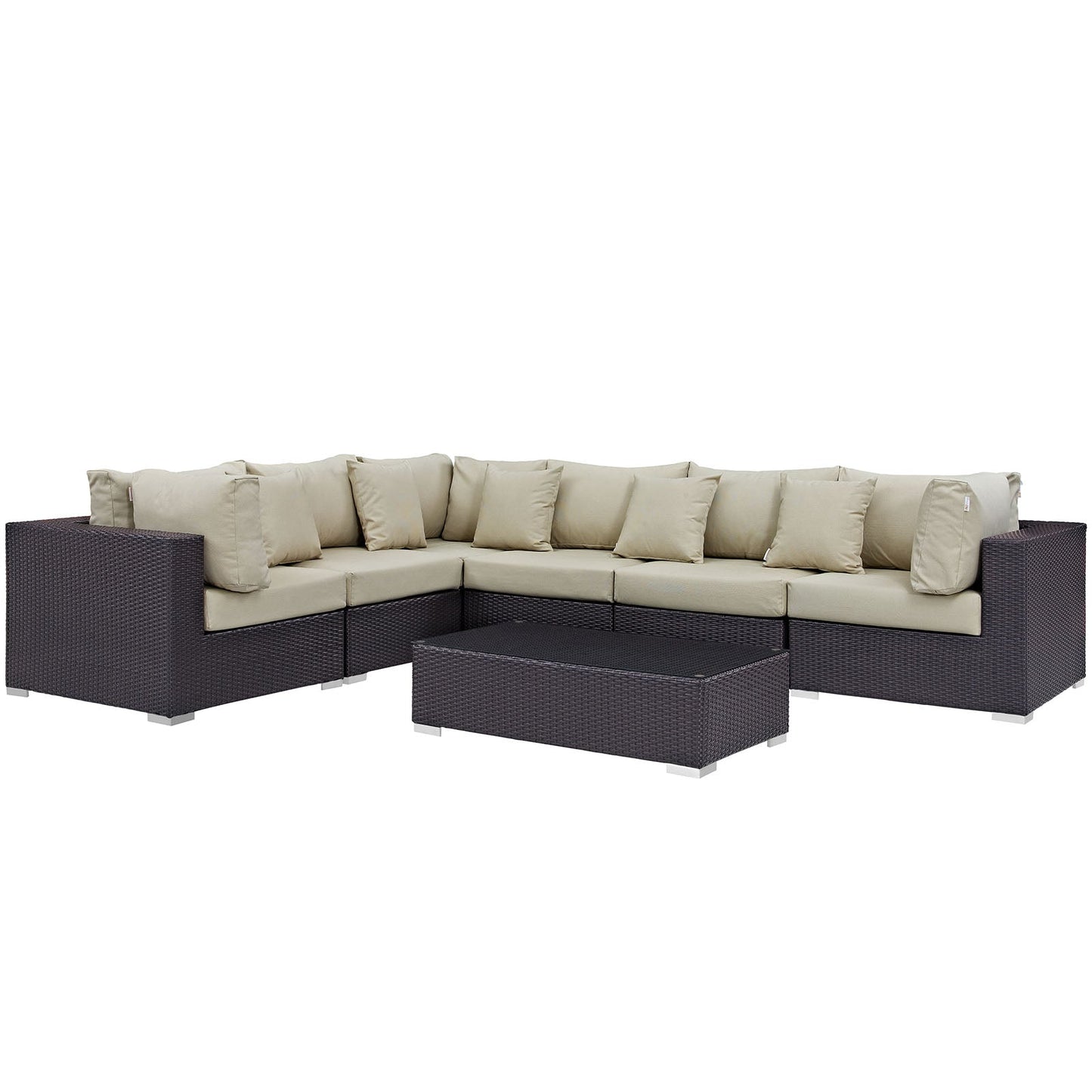 Modway Convene 7 Piece Outdoor Patio Sectional Set - EEI-2168 | Outdoor Sofas, Loveseats & Sectionals | 