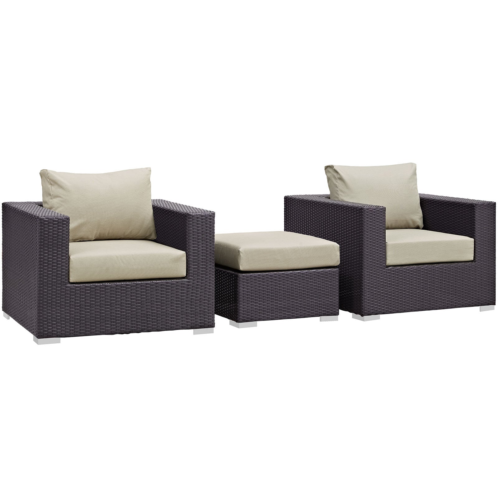 Modway Convene 3 Piece Outdoor Patio Ottoman & Armchair Set - EEI-2174 | Outdoor Sofas, Loveseats & Sectionals | 