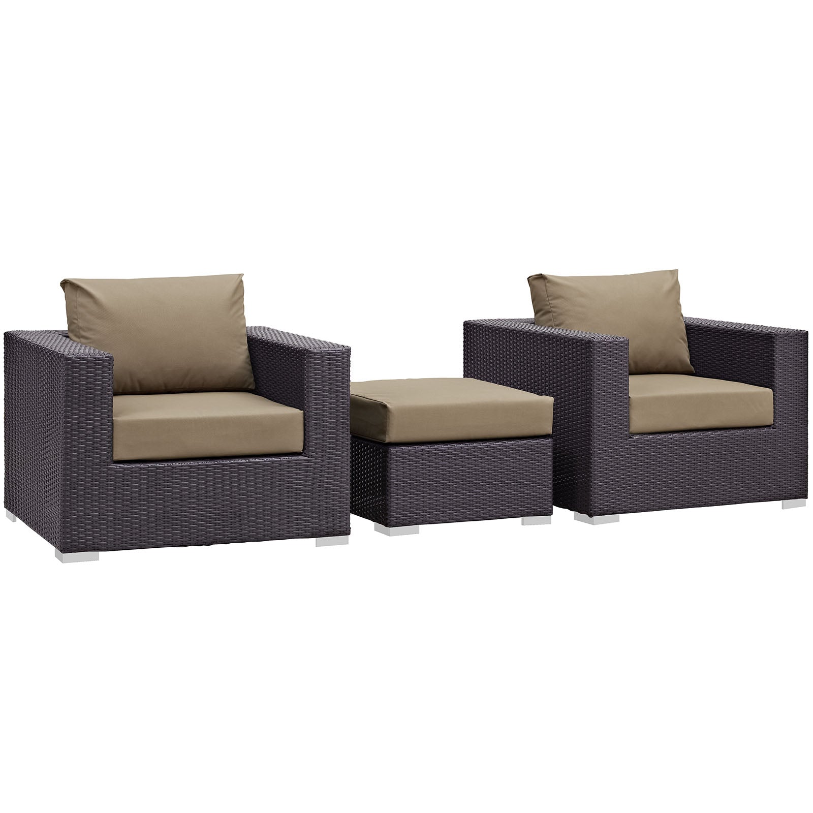 Modway Convene 3 Piece Outdoor Patio Ottoman & Armchair Set - EEI-2174 | Outdoor Sofas, Loveseats & Sectionals | 
