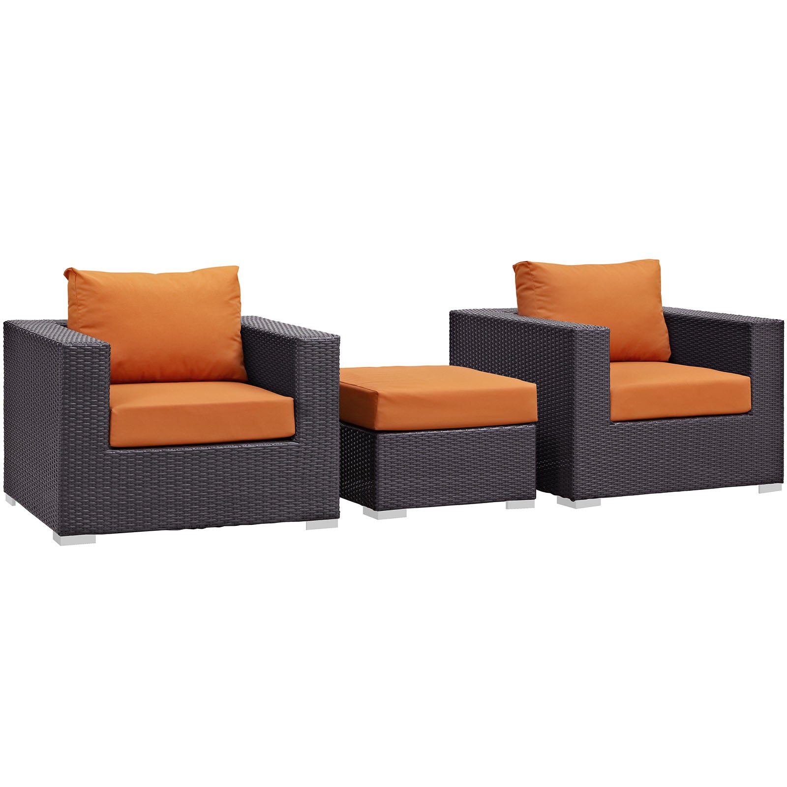 Modway Convene 3 Piece Outdoor Patio Ottoman & Armchair Set - EEI-2174 | Outdoor Sofas, Loveseats & Sectionals | 
