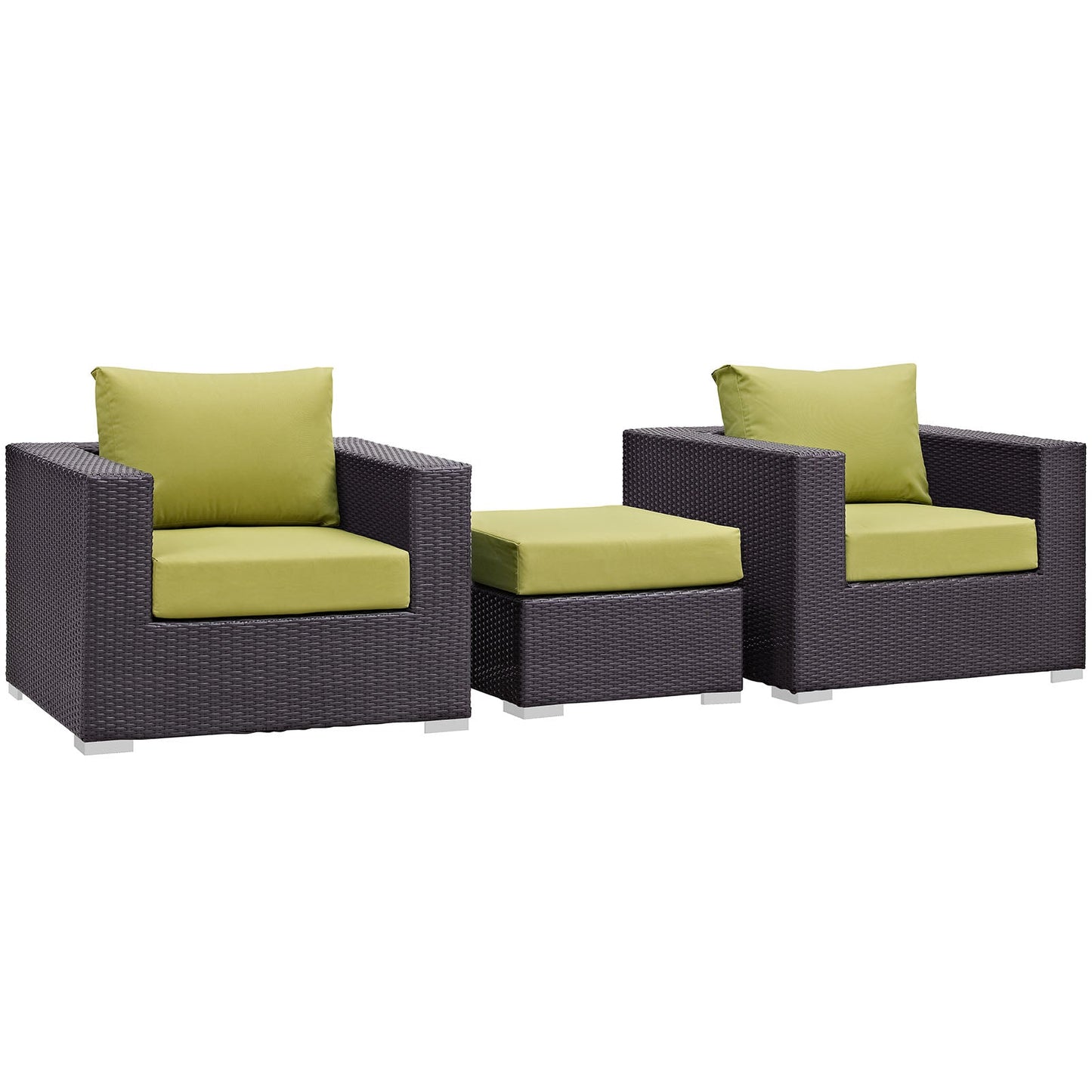 Modway Convene 3 Piece Outdoor Patio Ottoman & Armchair Set - EEI-2174 | Outdoor Sofas, Loveseats & Sectionals | 