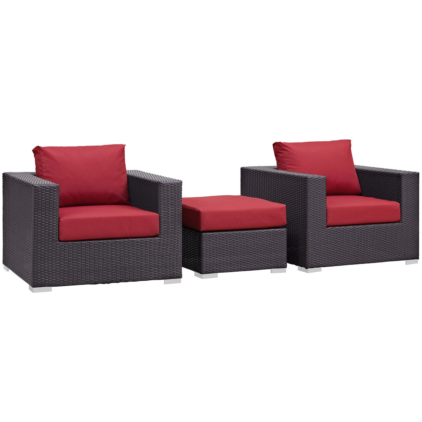 Modway Convene 3 Piece Outdoor Patio Ottoman & Armchair Set - EEI-2174 | Outdoor Sofas, Loveseats & Sectionals | 