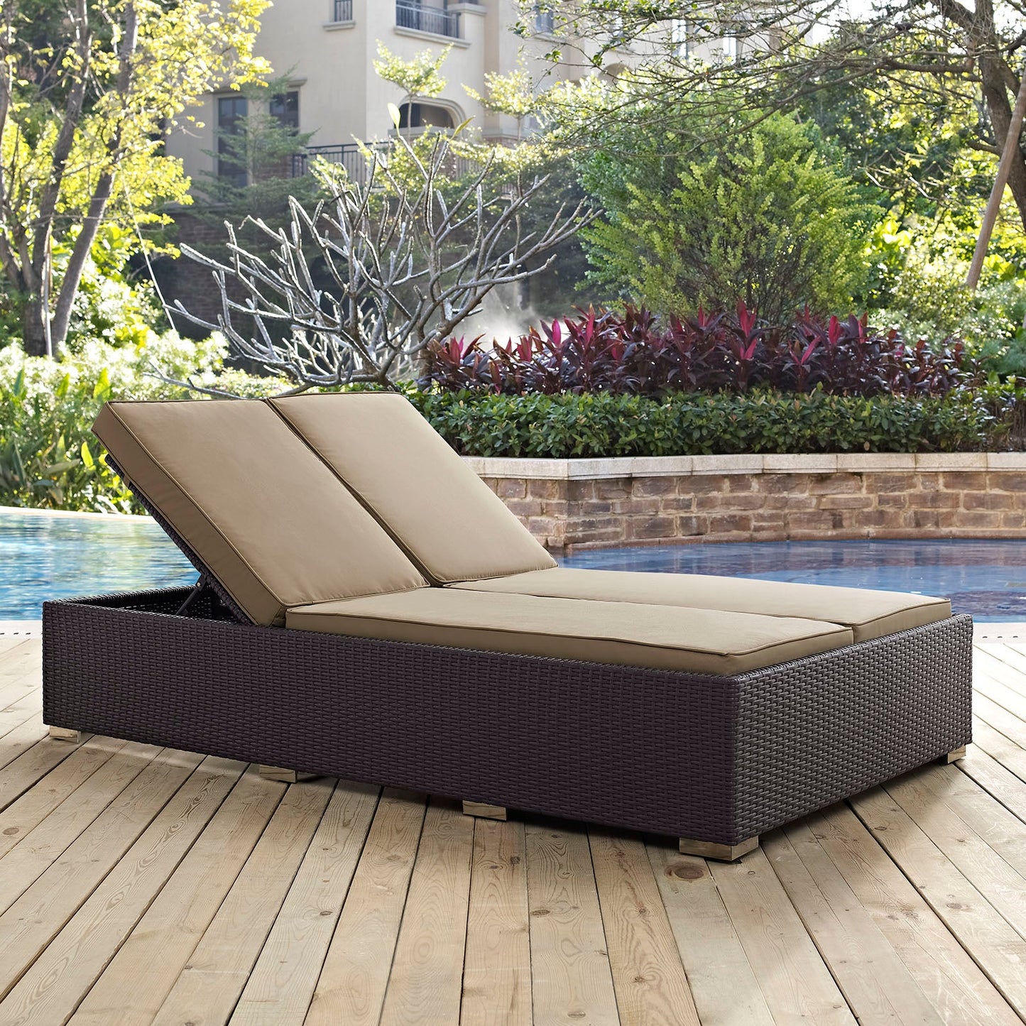 Modway Convene Double Outdoor Patio Chaise | Outdoor Recliners & Lounge Chairs | 