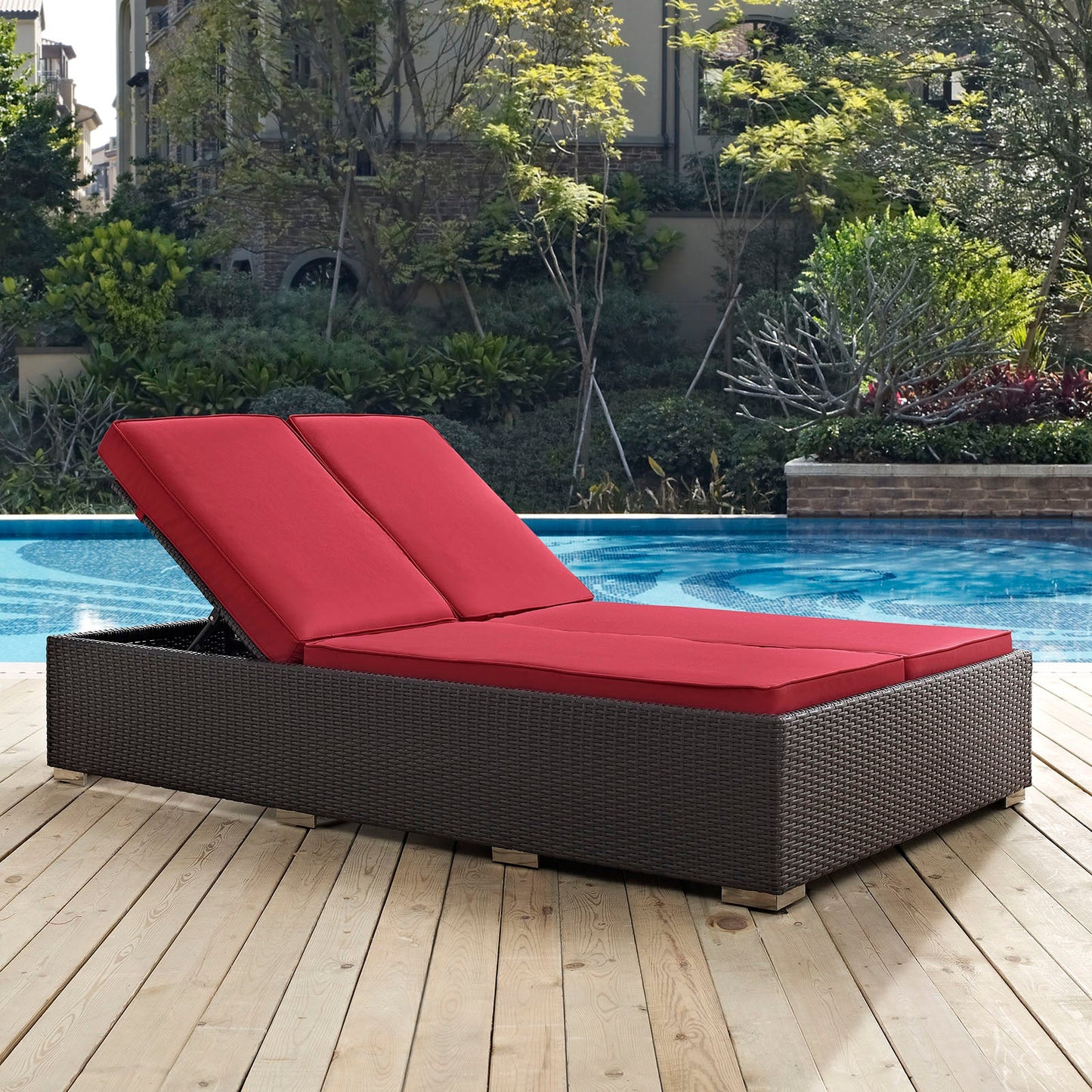 Modway Convene Double Outdoor Patio Chaise | Outdoor Recliners & Lounge Chairs | 