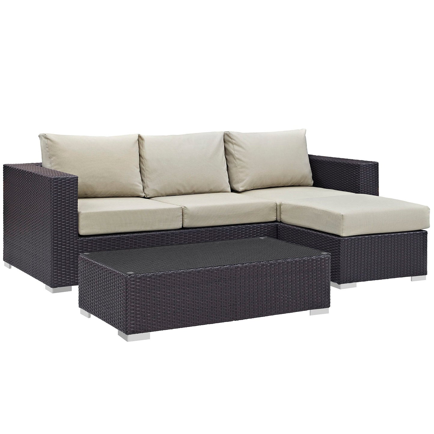 Modway Convene 3 Piece Outdoor Patio Sofa Set | Outdoor Sofas, Loveseats & Sectionals | 