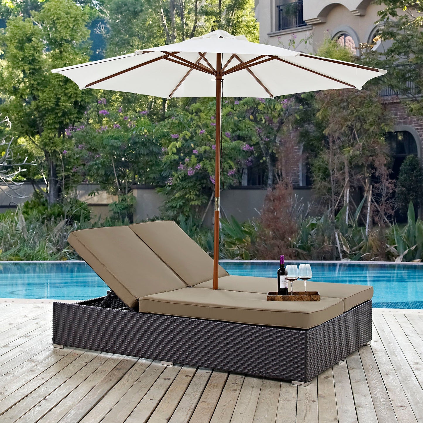 Modway Convene Double Outdoor Patio Chaise - EEI-2180 | Outdoor Recliners & Lounge Chairs
