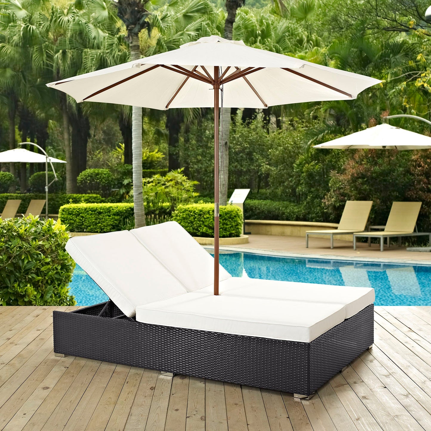 Modway Convene Double Outdoor Patio Chaise - EEI-2180 | Outdoor Recliners & Lounge Chairs | 