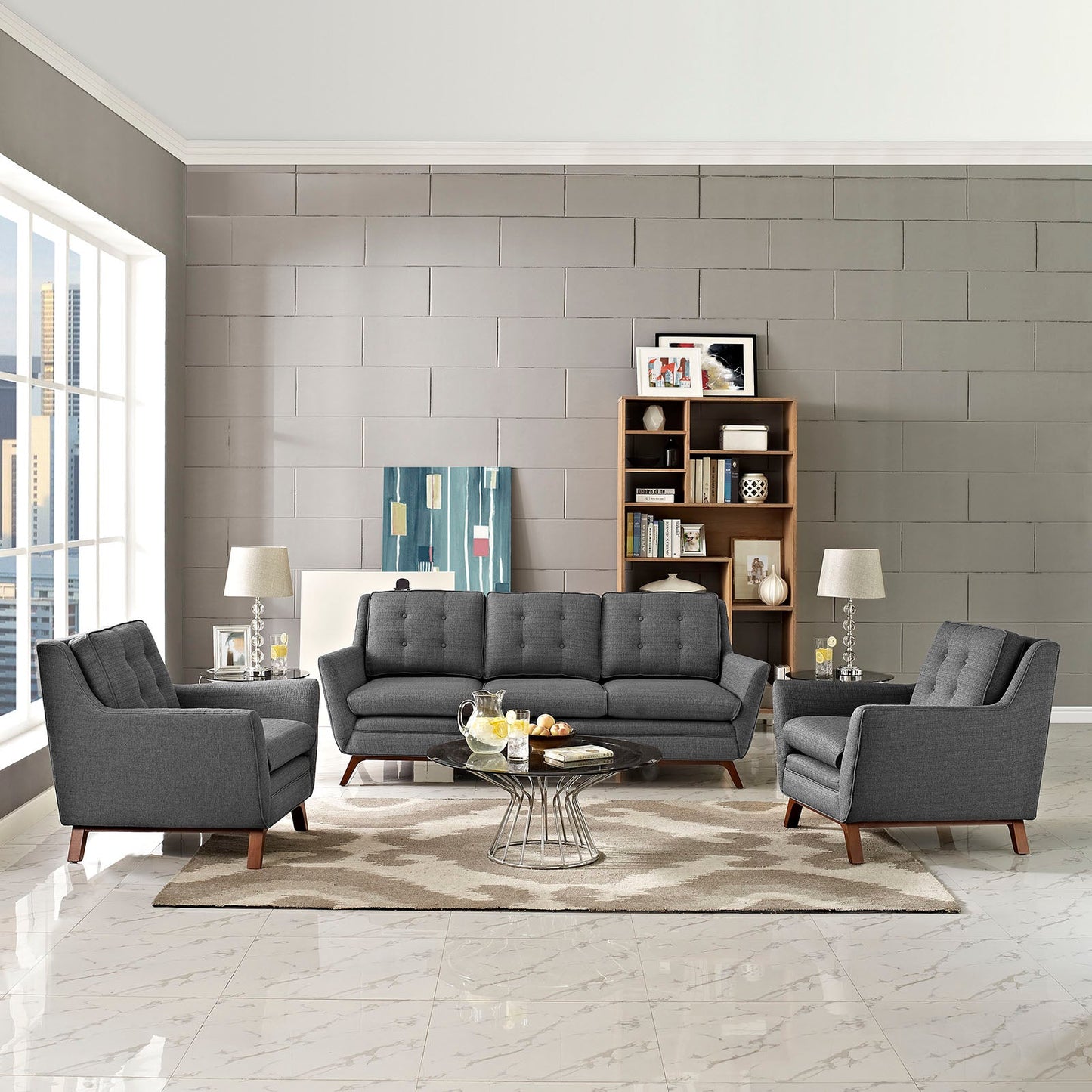 Beguile 3 Piece Upholstered Fabric Living Room Set By Modway - EEI-2184 | Sofas - 7