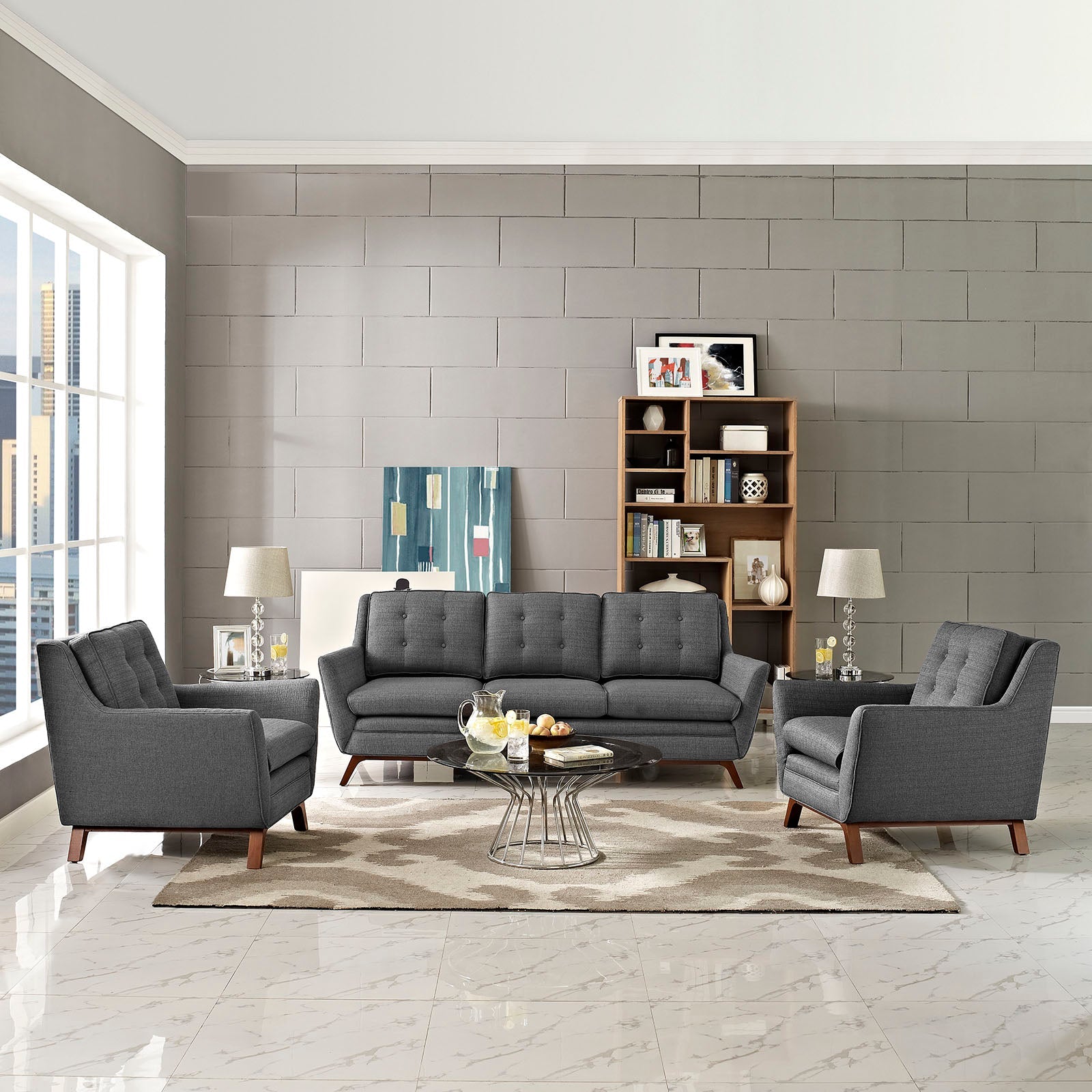 Beguile 3 Piece Upholstered Fabric Living Room Set By Modway - EEI-2184 | Sofas - 7