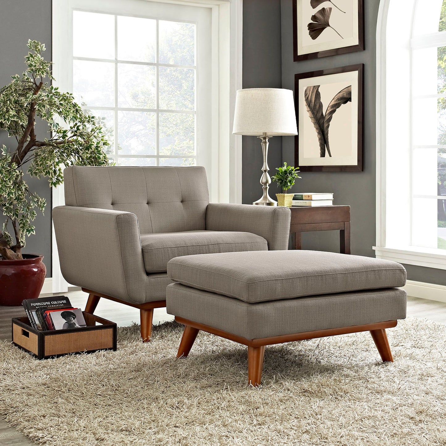 Modway Engage 2 Piece Armchair and Ottoman | Armchairs | 