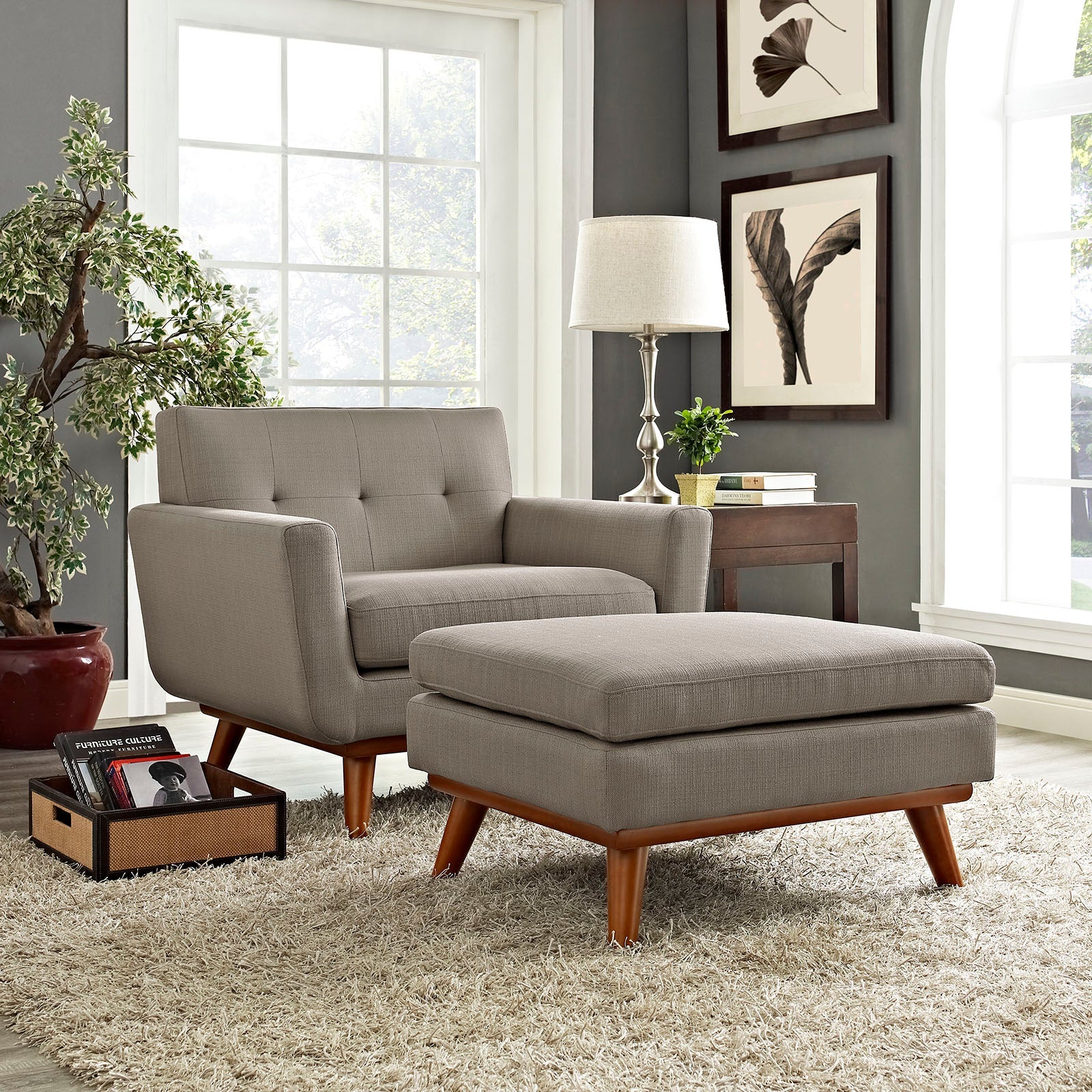 Modway Engage 2 Piece Armchair and Ottoman | Armchairs | 