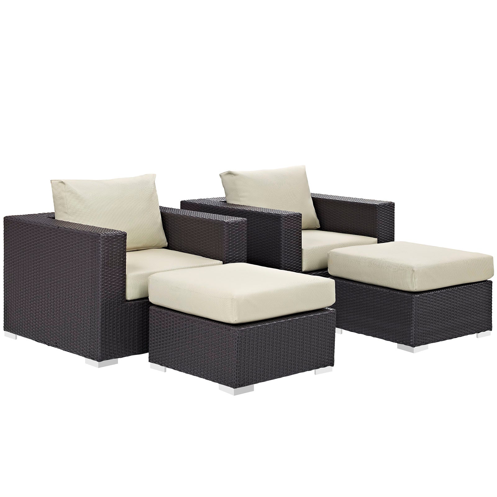 Modway Convene 4 Piece Outdoor Patio Sectional Set | Outdoor Sofas, Loveseats & Sectionals | 
