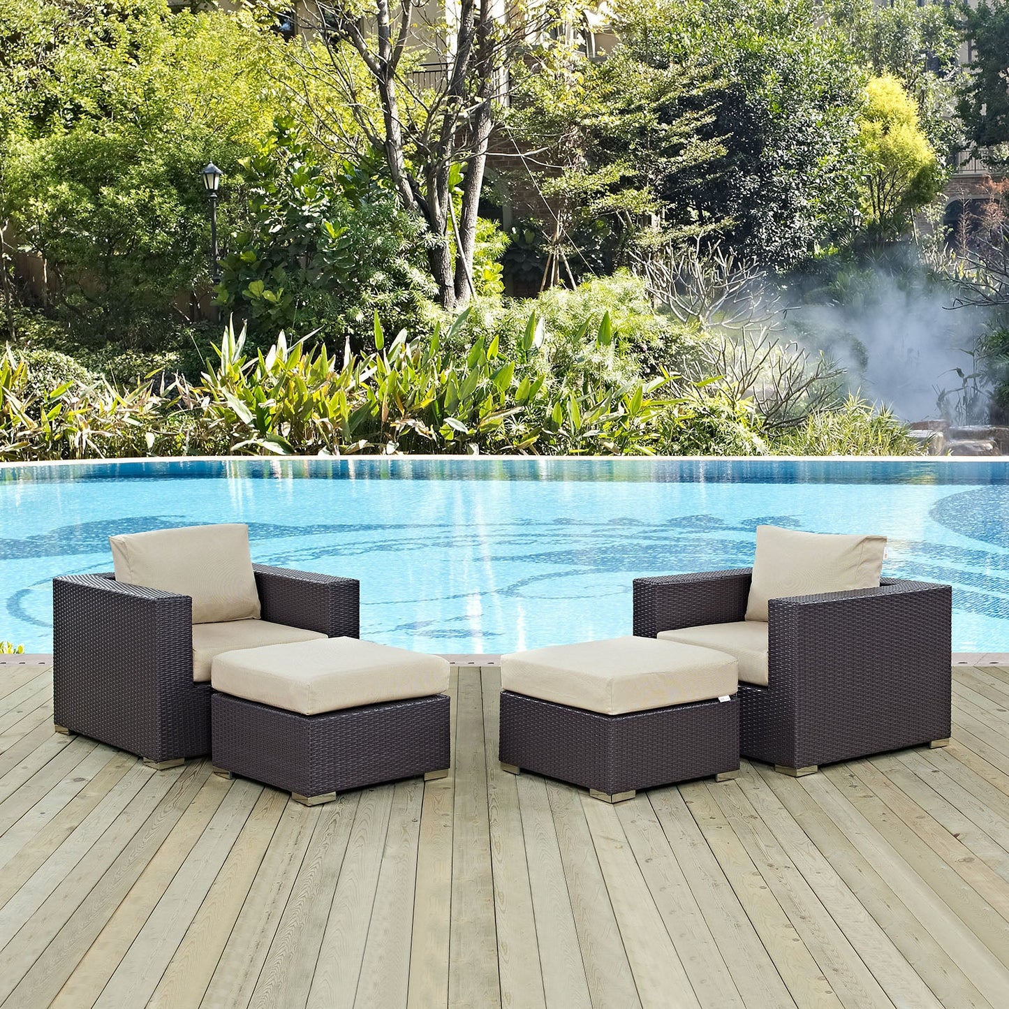 Modway Convene 4 Piece Outdoor Patio Sectional Set | Outdoor Sofas, Loveseats & Sectionals