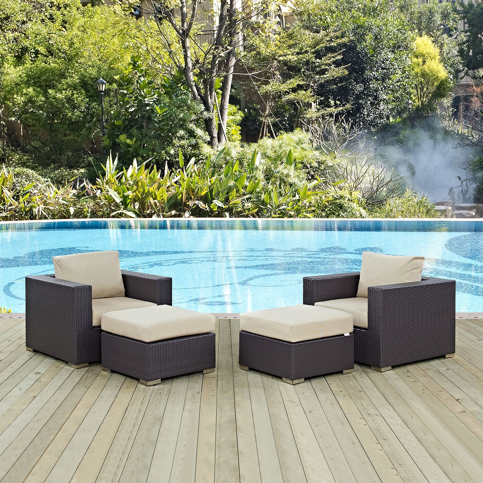 Modway Convene 4 Piece Outdoor Patio Sectional Set | Outdoor Sofas, Loveseats & Sectionals