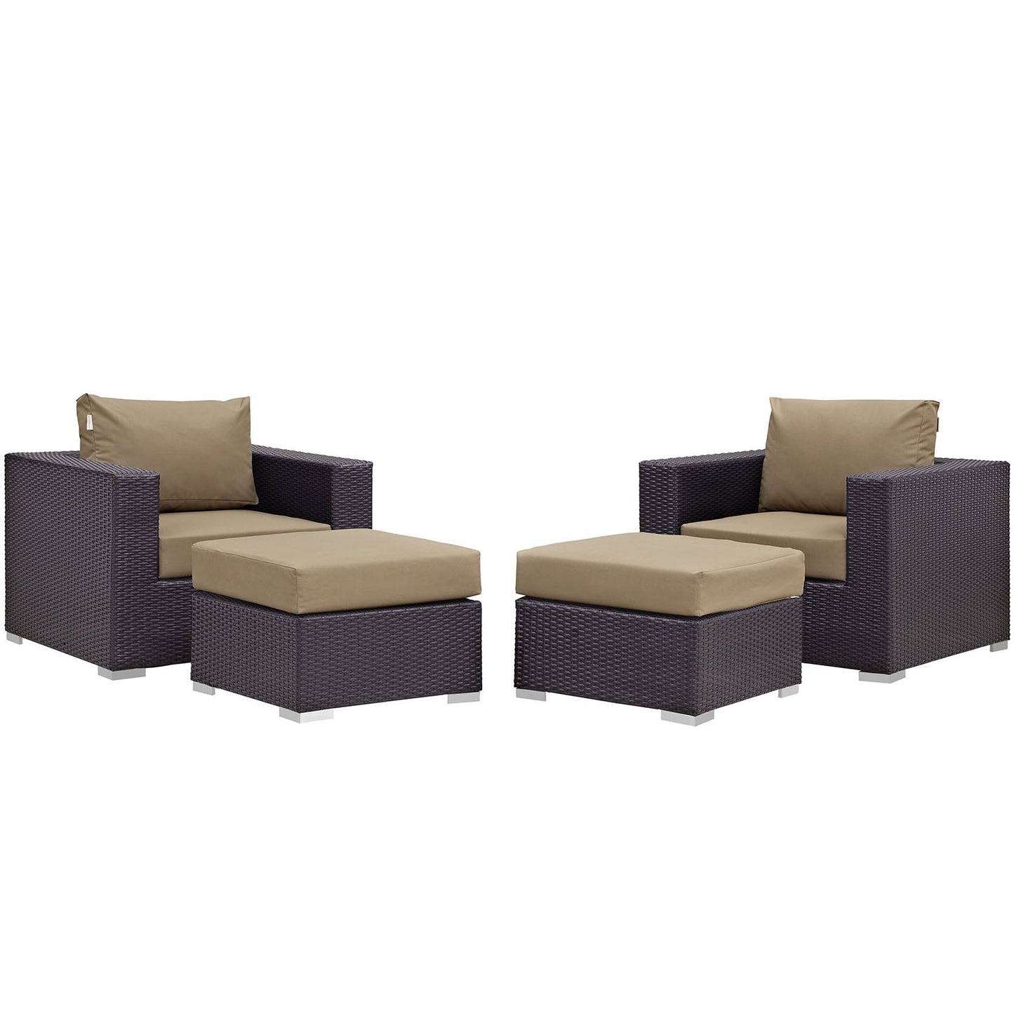 Modway Convene 4 Piece Outdoor Patio Sectional Set | Outdoor Sofas, Loveseats & Sectionals | 