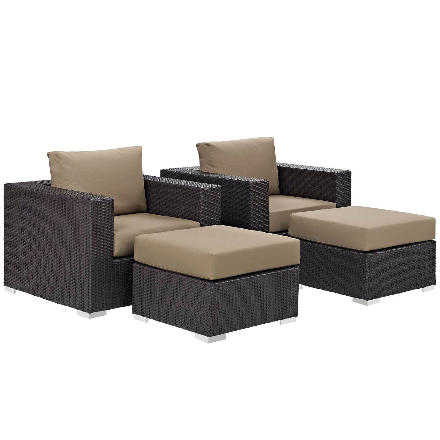 Modway Convene 4 Piece Outdoor Patio Sectional Set | Outdoor Sofas, Loveseats & Sectionals | 