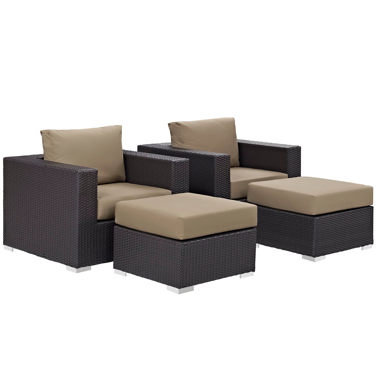 Modway Convene 4 Piece Outdoor Patio Sectional Set | Outdoor Sofas, Loveseats & Sectionals | 