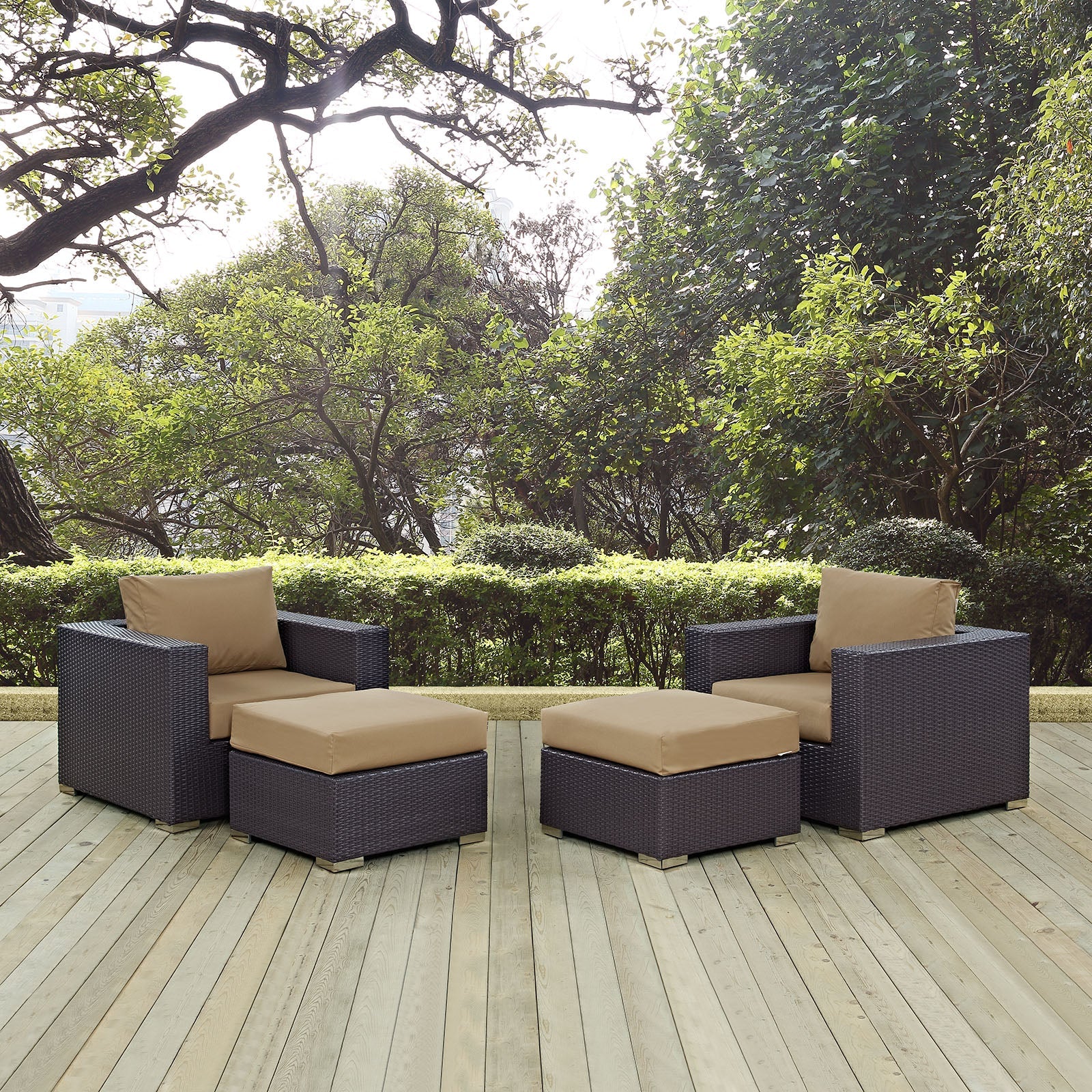 Modway Convene 4 Piece Outdoor Patio Sectional Set | Outdoor Sofas, Loveseats & Sectionals | 