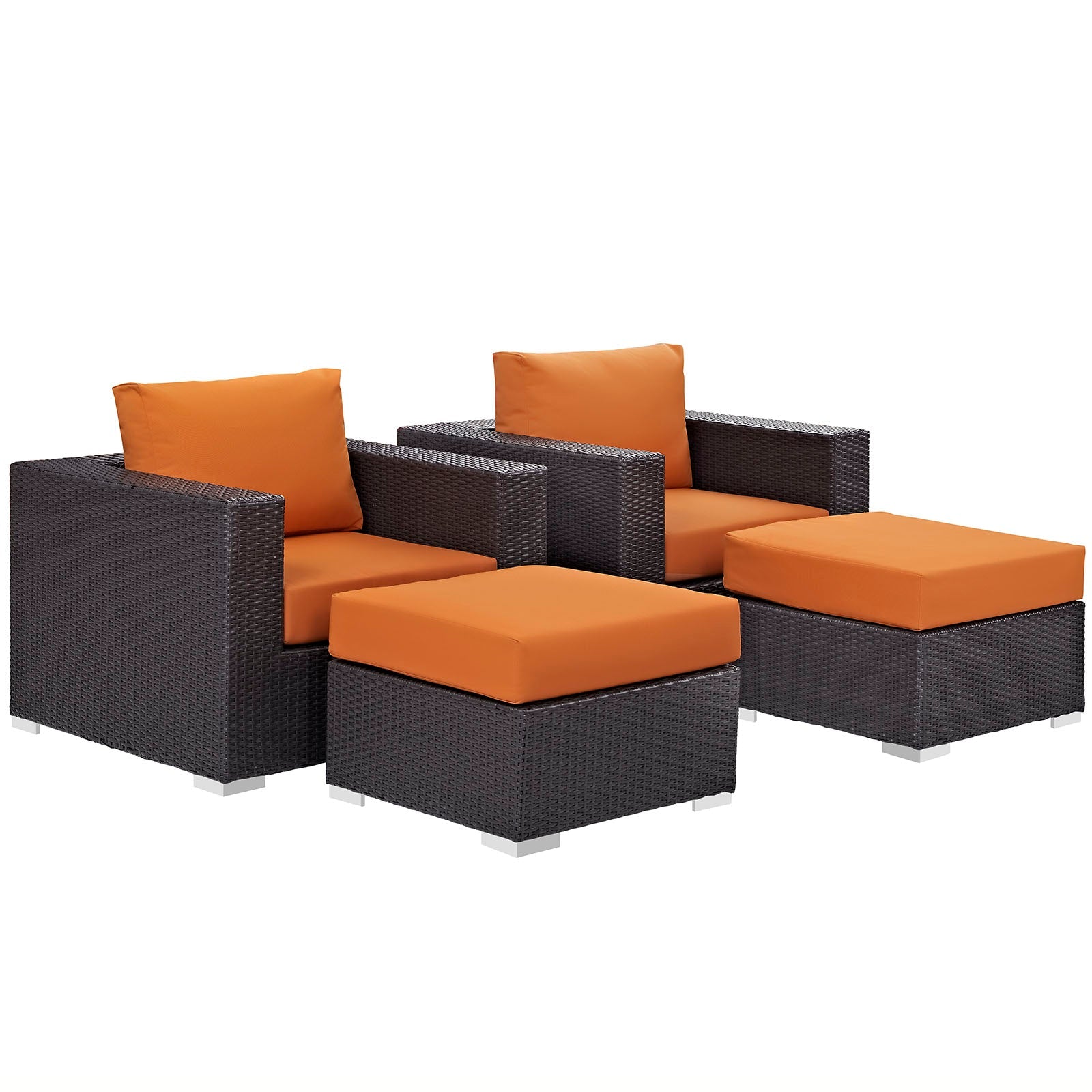 Modway Convene 4 Piece Outdoor Patio Sectional Set | Outdoor Sofas, Loveseats & Sectionals | 