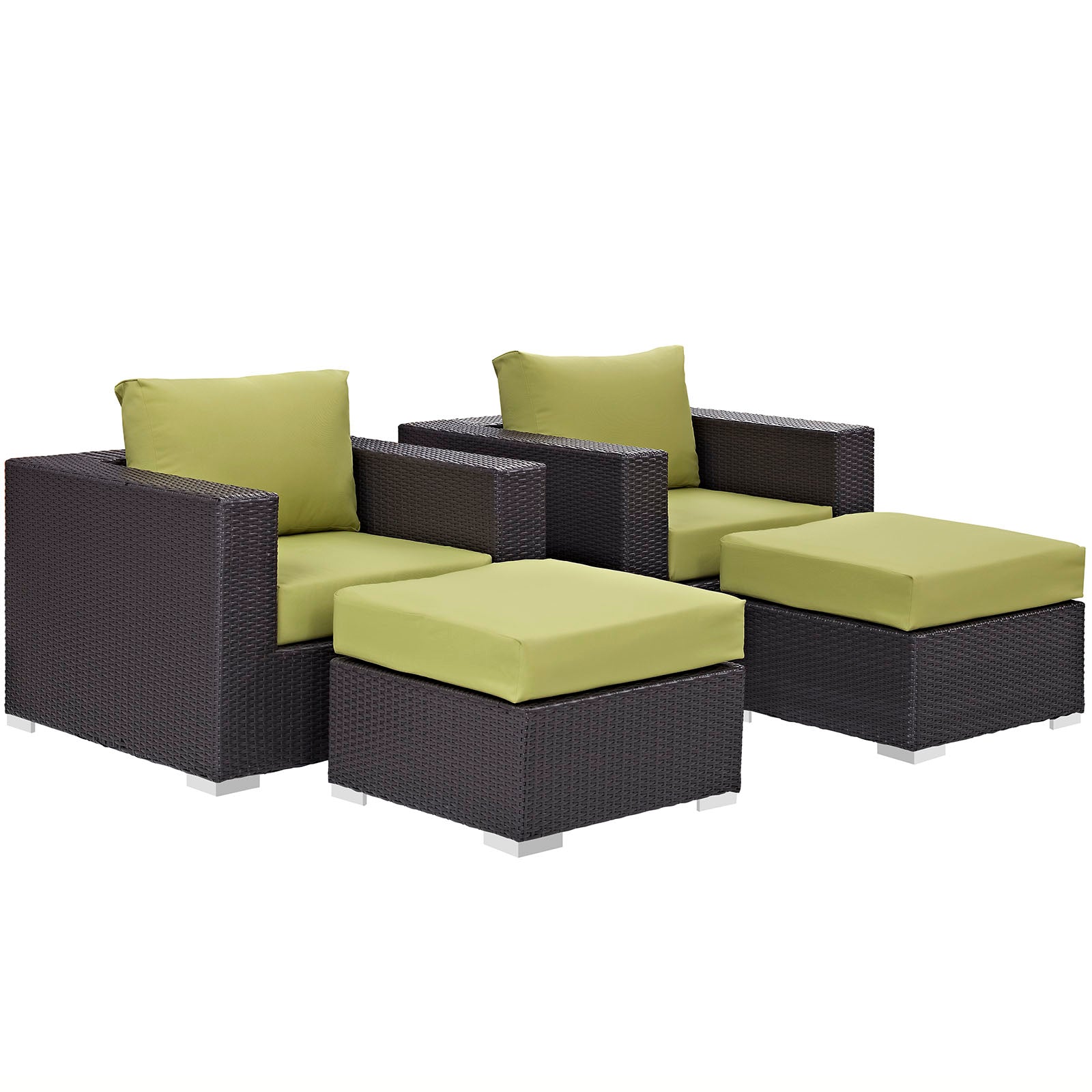 Modway Convene 4 Piece Outdoor Patio Sectional Set | Outdoor Sofas, Loveseats & Sectionals | 