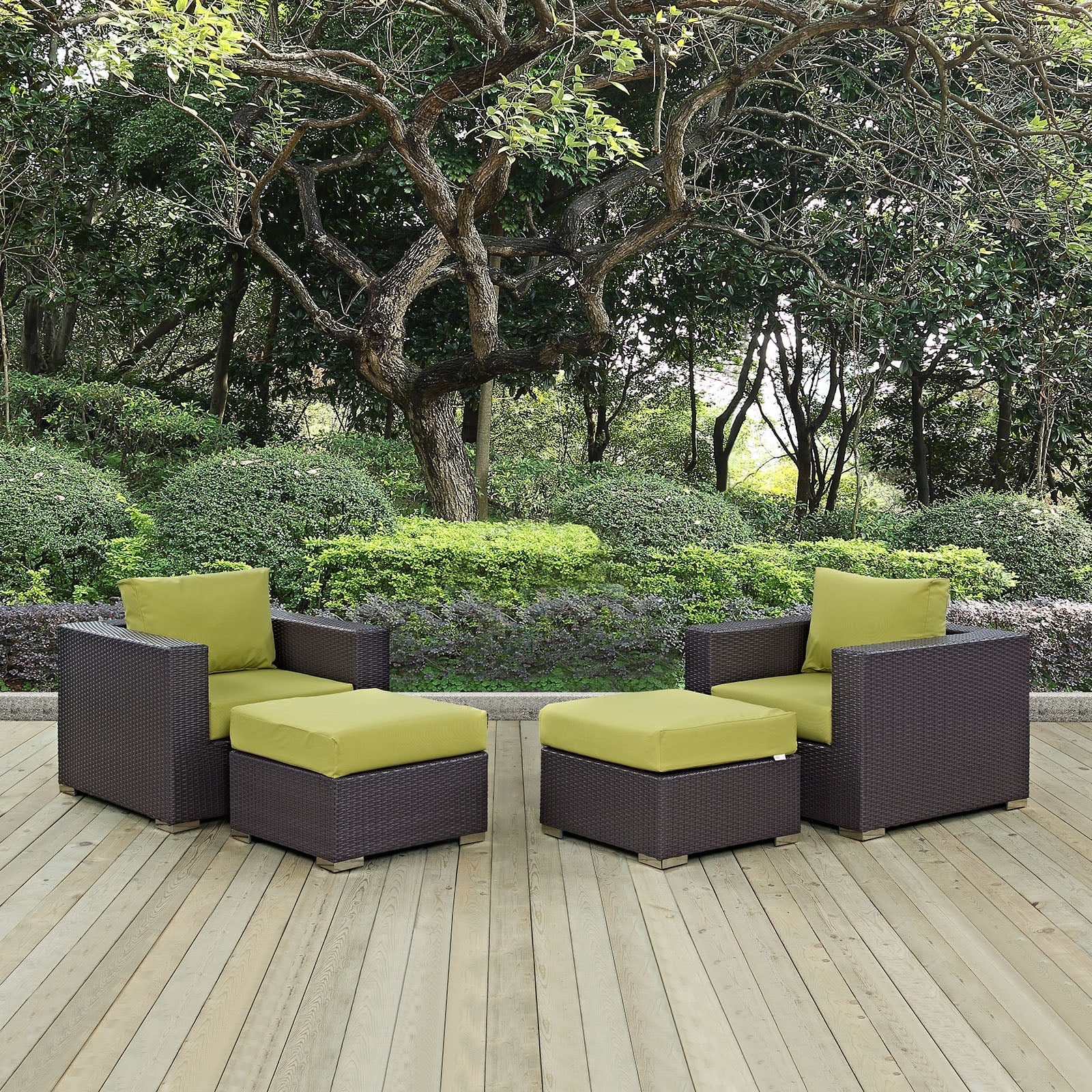Modway Convene 4 Piece Outdoor Patio Sectional Set | Outdoor Sofas, Loveseats & Sectionals | 