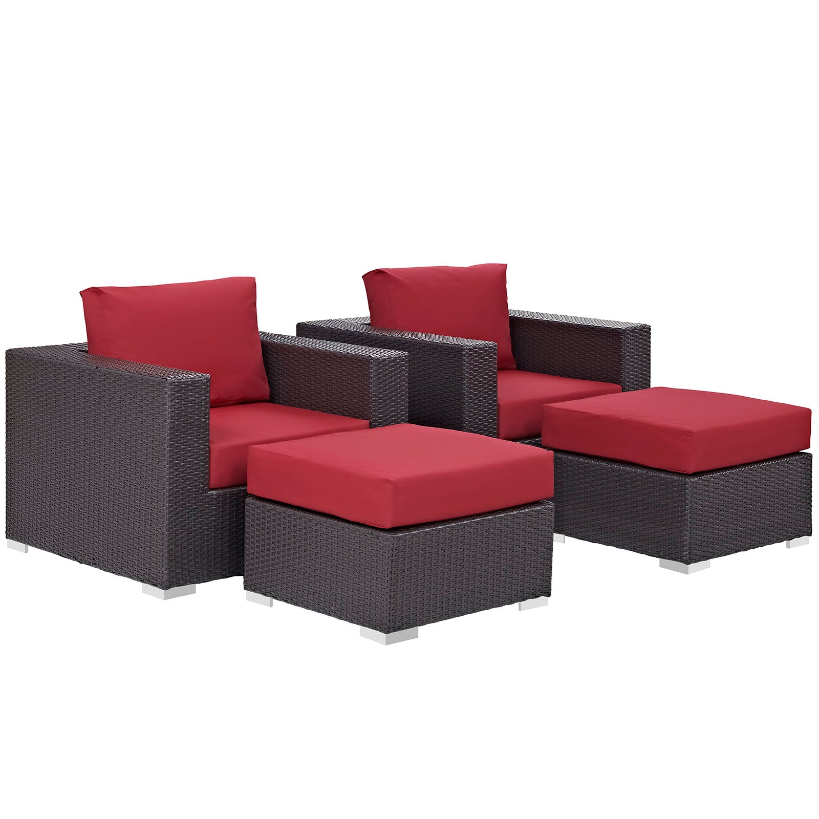 Modway Convene 4 Piece Outdoor Patio Sectional Set | Outdoor Sofas, Loveseats & Sectionals | 