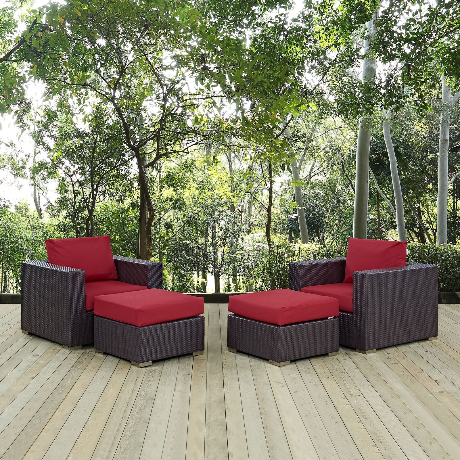 Modway Convene 4 Piece Outdoor Patio Sectional Set | Outdoor Sofas, Loveseats & Sectionals | 