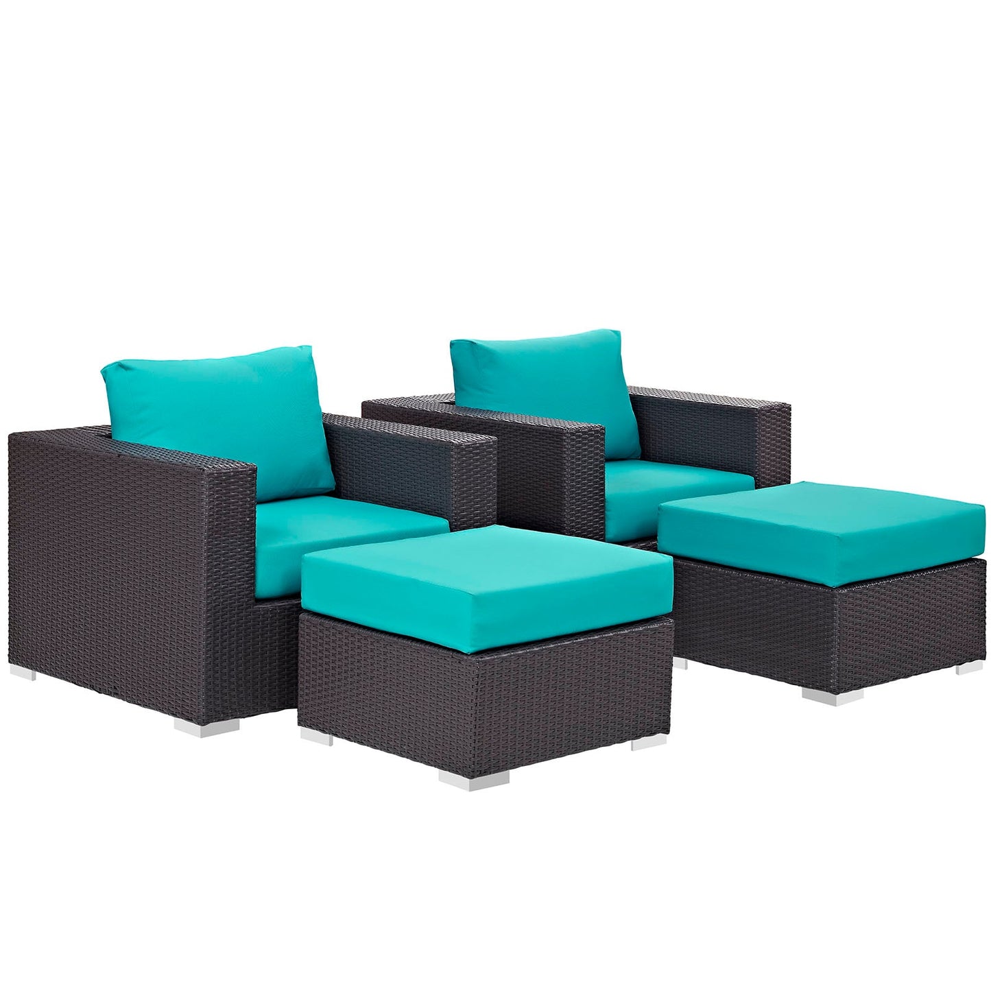 Modway Convene 4 Piece Outdoor Patio Sectional Set | Outdoor Sofas, Loveseats & Sectionals | 
