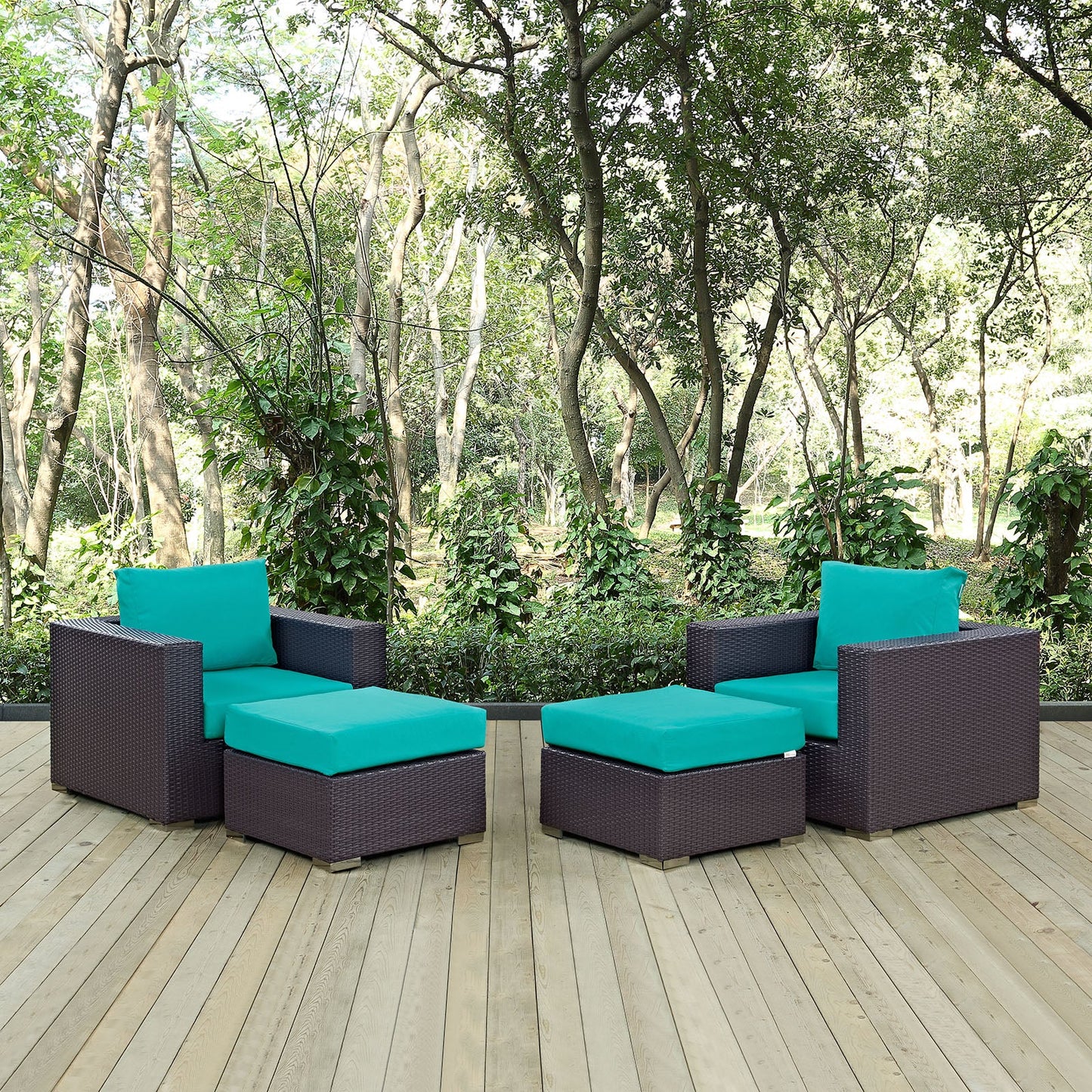 Modway Convene 4 Piece Outdoor Patio Sectional Set | Outdoor Sofas, Loveseats & Sectionals | 