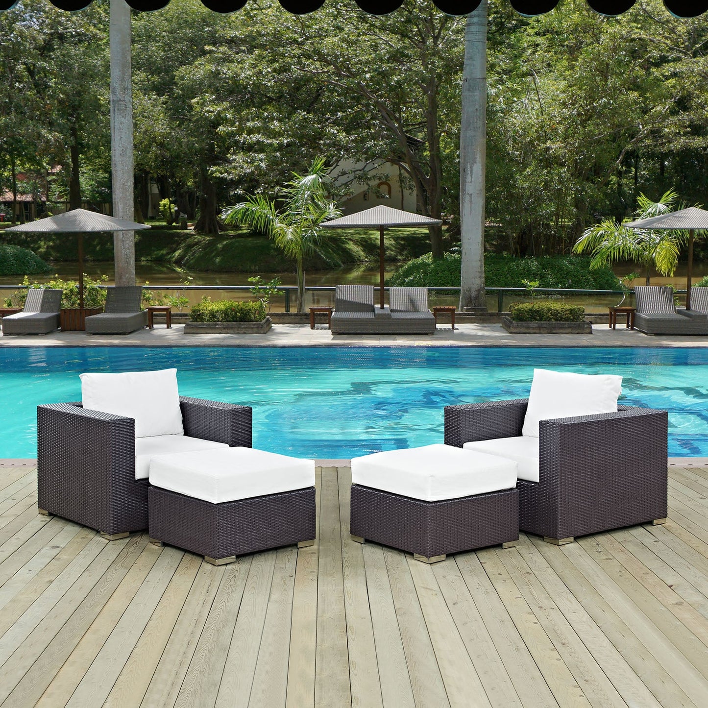Modway Convene 4 Piece Outdoor Patio Sectional Set | Outdoor Sofas, Loveseats & Sectionals | 