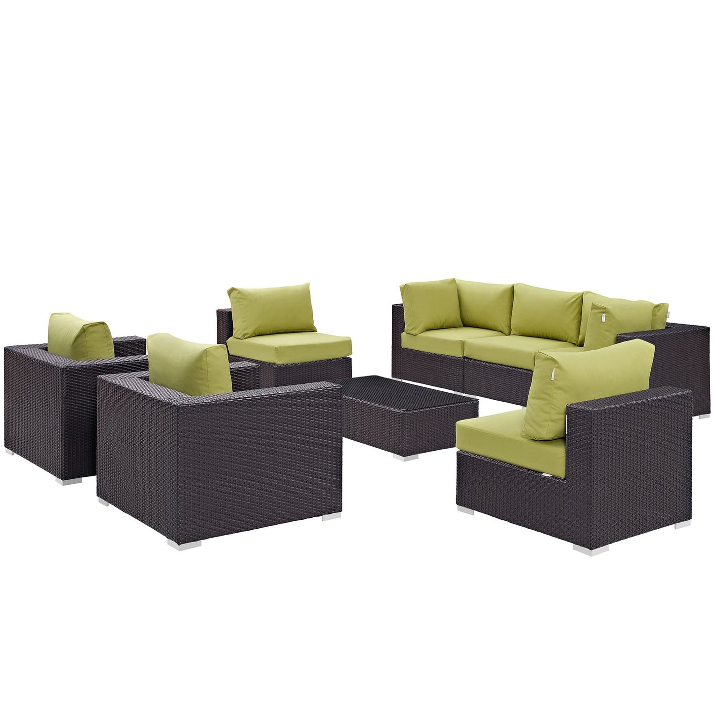 Modway Convene 8 Piece Outdoor Patio Sectional Set - EEI-2203 | Outdoor Sofas, Loveseats & Sectionals | 
