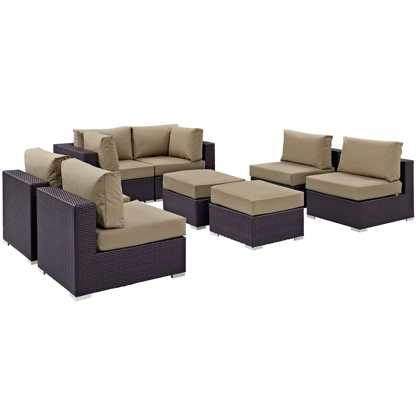 Modway Convene 8 Piece Outdoor Patio Sectional Set - EEI-2204 | Outdoor Sofas, Loveseats & Sectionals | 
