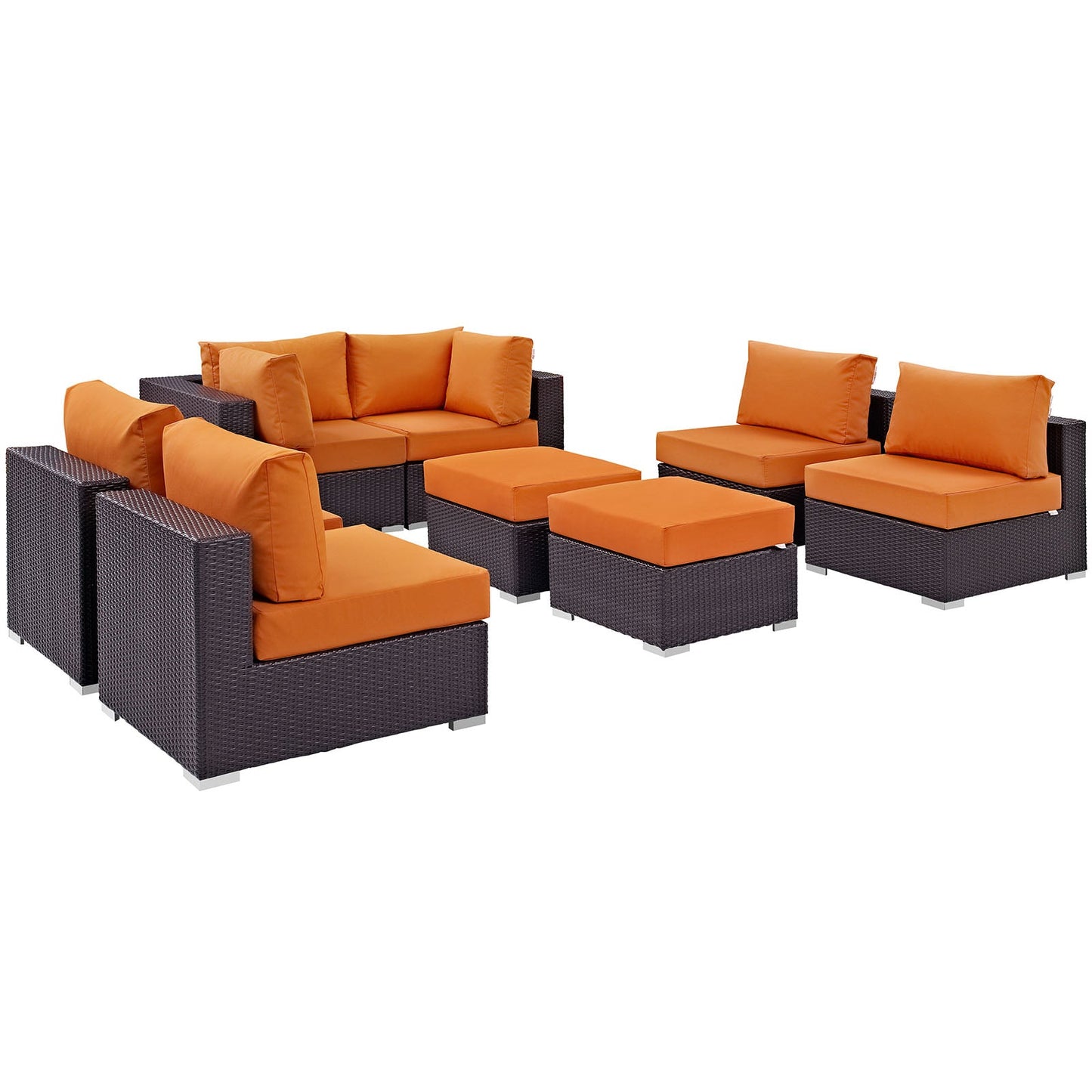 Modway Convene 8 Piece Outdoor Patio Sectional Set - EEI-2204 | Outdoor Sofas, Loveseats & Sectionals | 